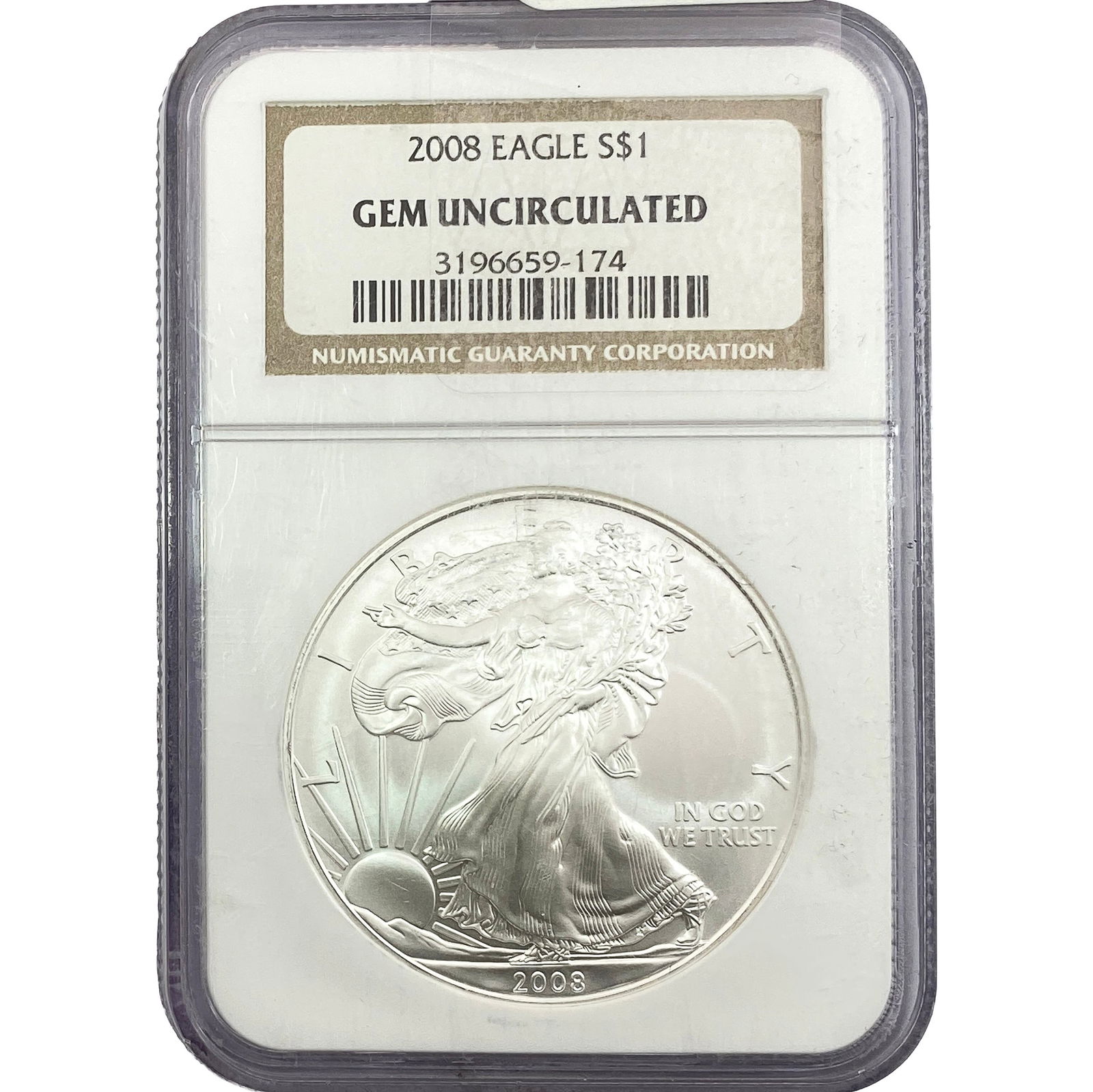 2008 Silver Eagle NGC GEM UNC (1 of 2)