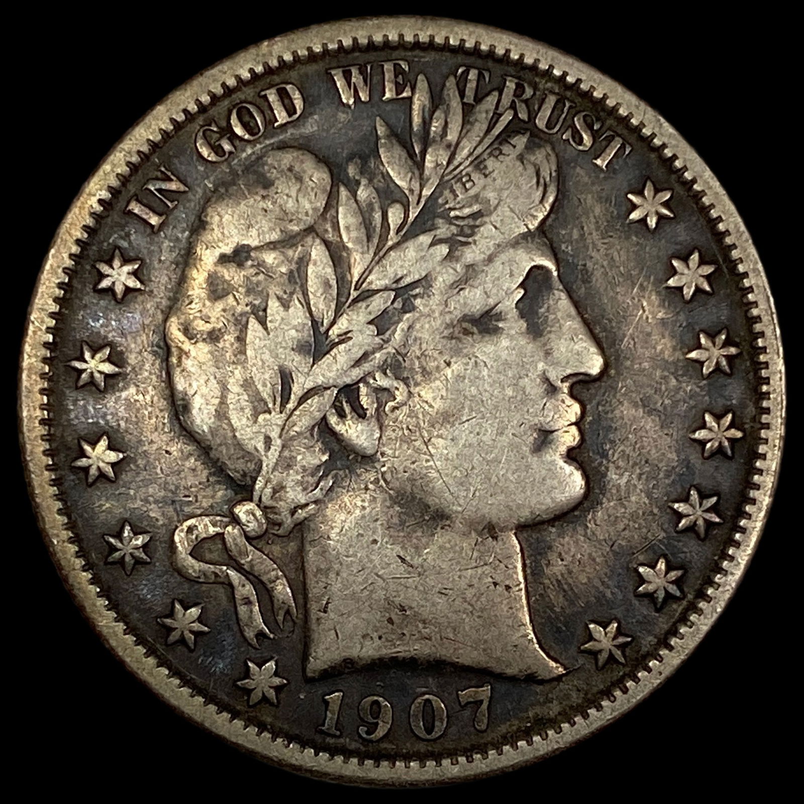 1907 Silver Barber Half Dollar LIGHTLY CIRCULATED (1 of 2)