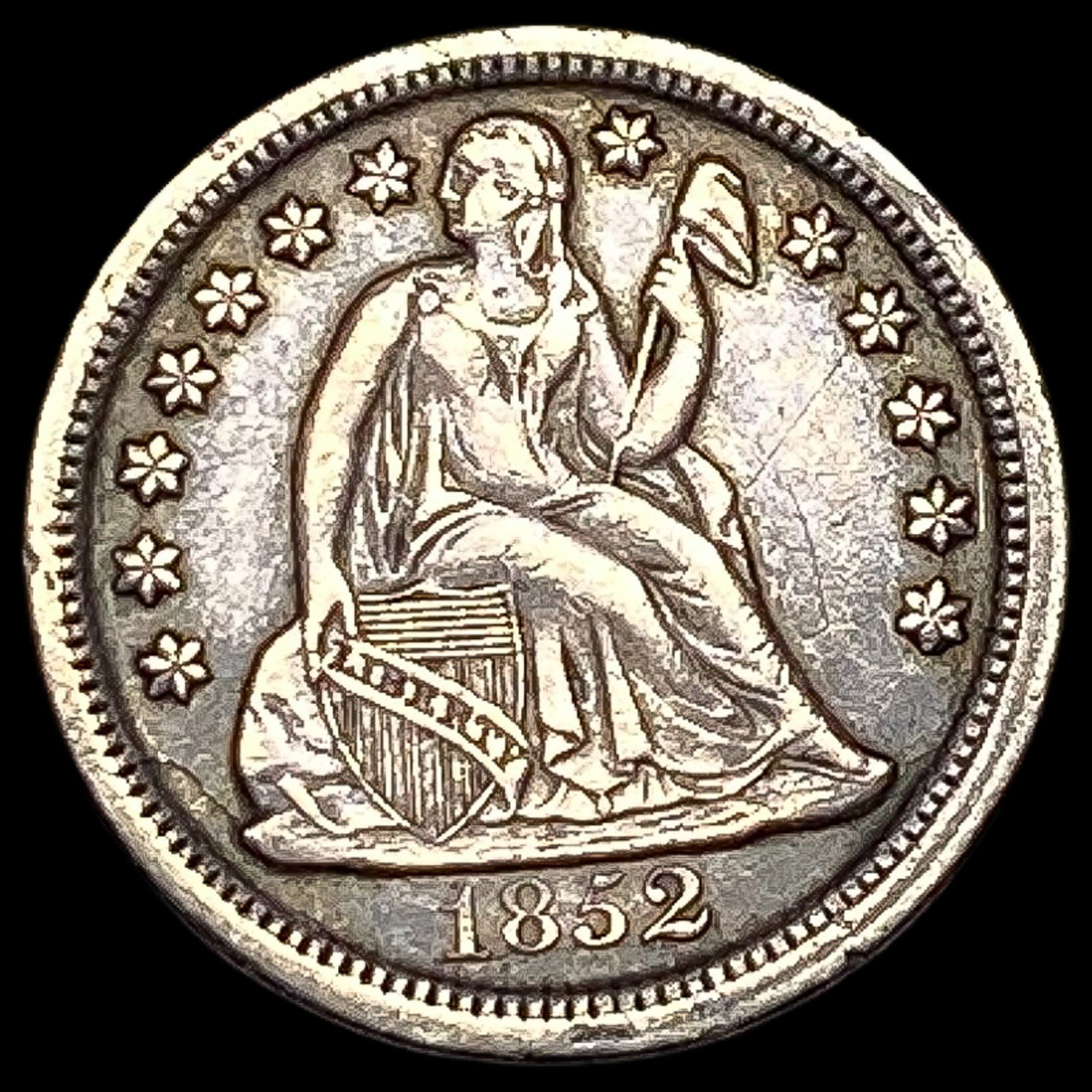 1852 Seated Liberty Dime NEARLY UNCIRCULATED (1 of 2)