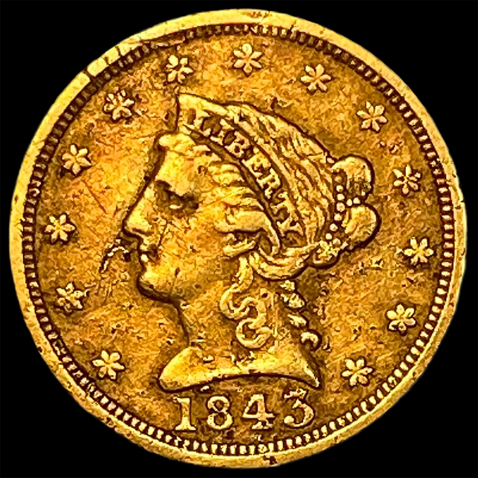 1843-O Gold $2.5 Liberty Head Quarter Eagle HIGH GRADE: 1843-O Gold $2.5 Liberty Head Quarter Eagle HIGH GRADE