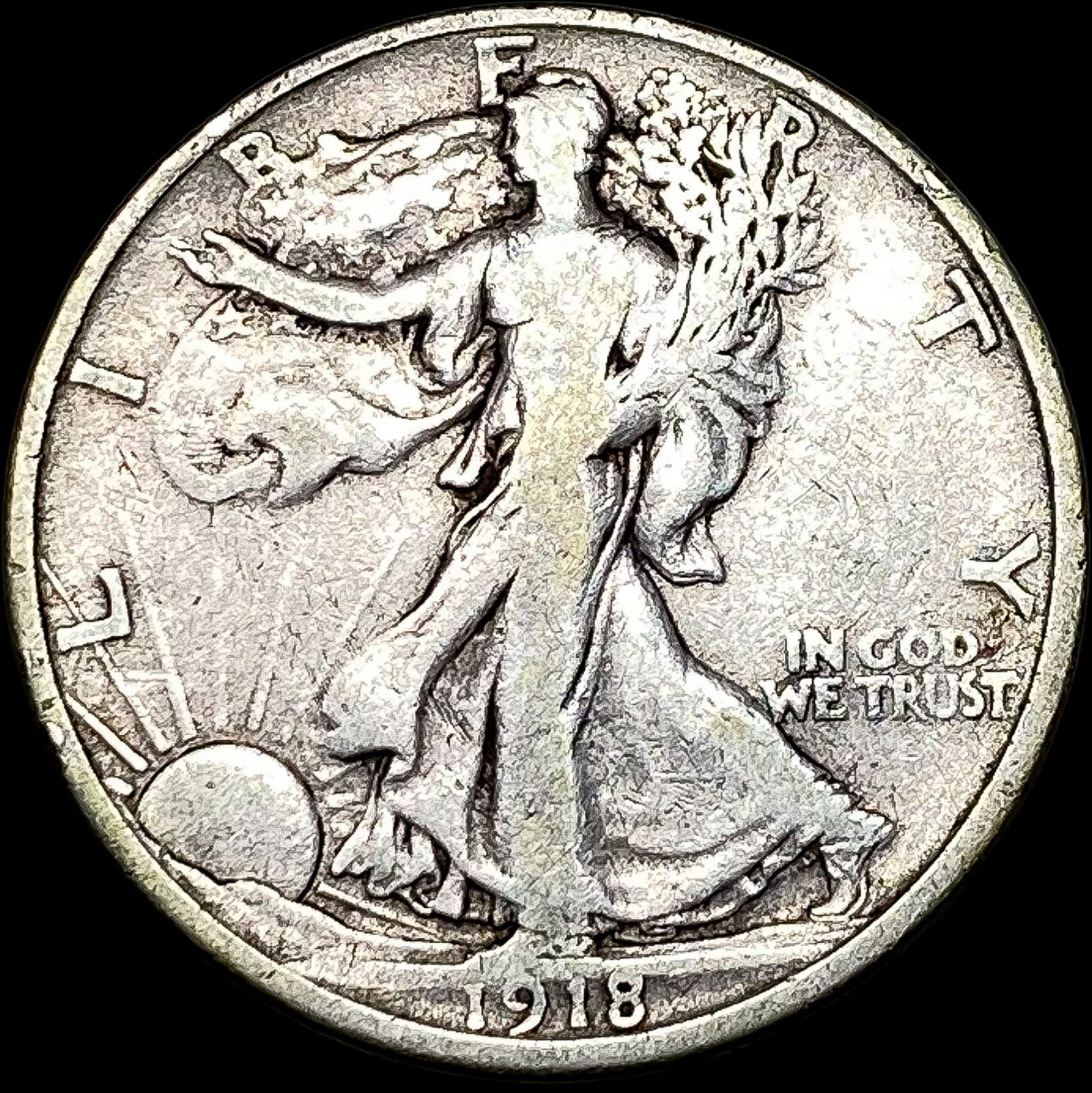 1918-S Walking Liberty Half Dollar LIGHTLY  CIRCULATED (1 of 2)