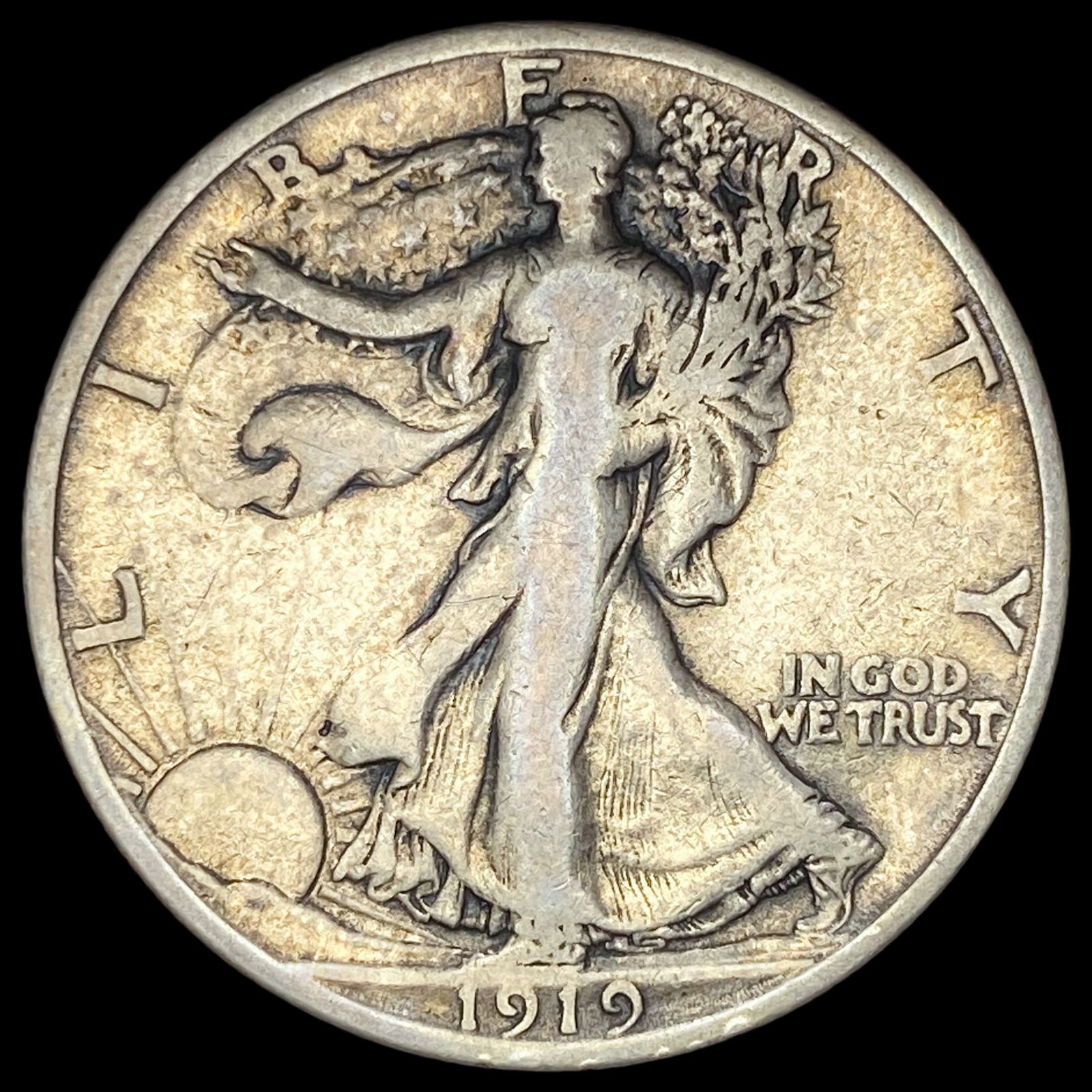 1919-S Silver Walking Liberty Half Dollar  LIGHTLY CIRCULATED (1 of 2)