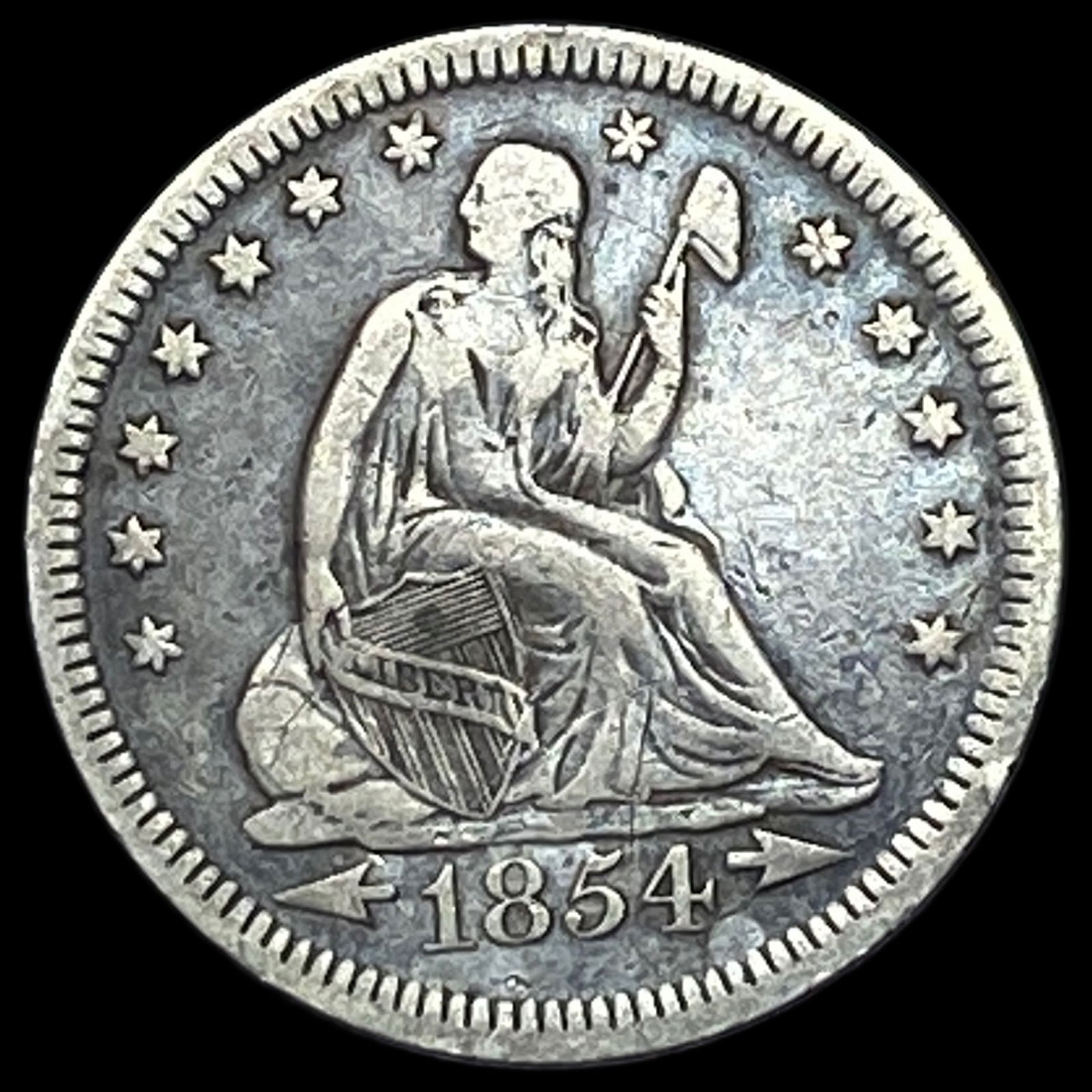 1854 Arrows Seated Liberty Quarter LIGHTLY  CIRCULATED (1 of 2)