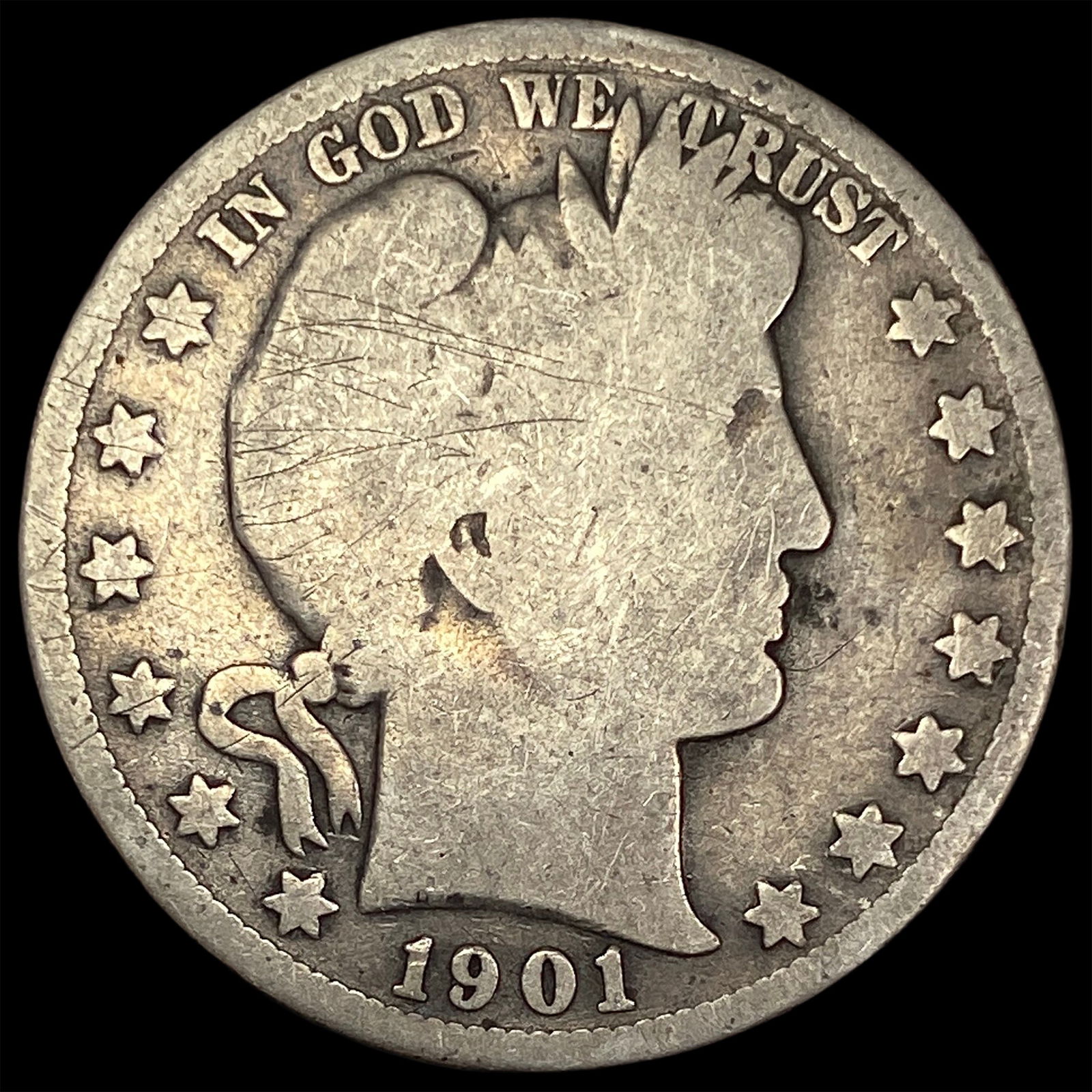 1901-S Silver Barber Half Dollar NICELY  CIRCULATED (1 of 2)