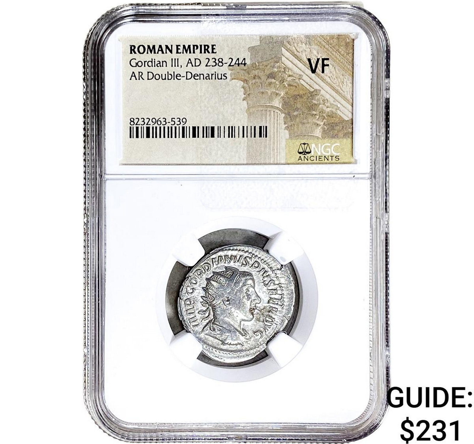 Roman Gordian III, AD 238-244 AR Dbl-Denarius NGC VF: Roman Gordian III, AD 238-244 AR Dbl-Denarius NGC VF