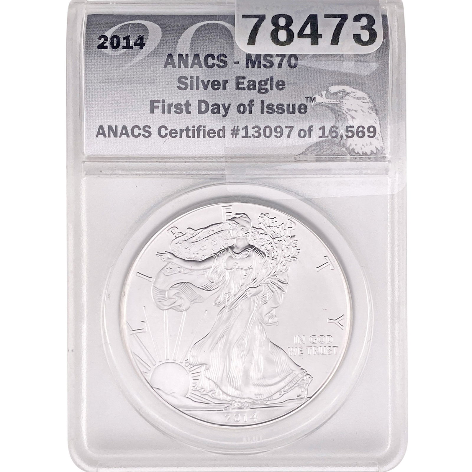 2014 Silver Eagle ANACS MS70 First Day of Issue (1 of 2)