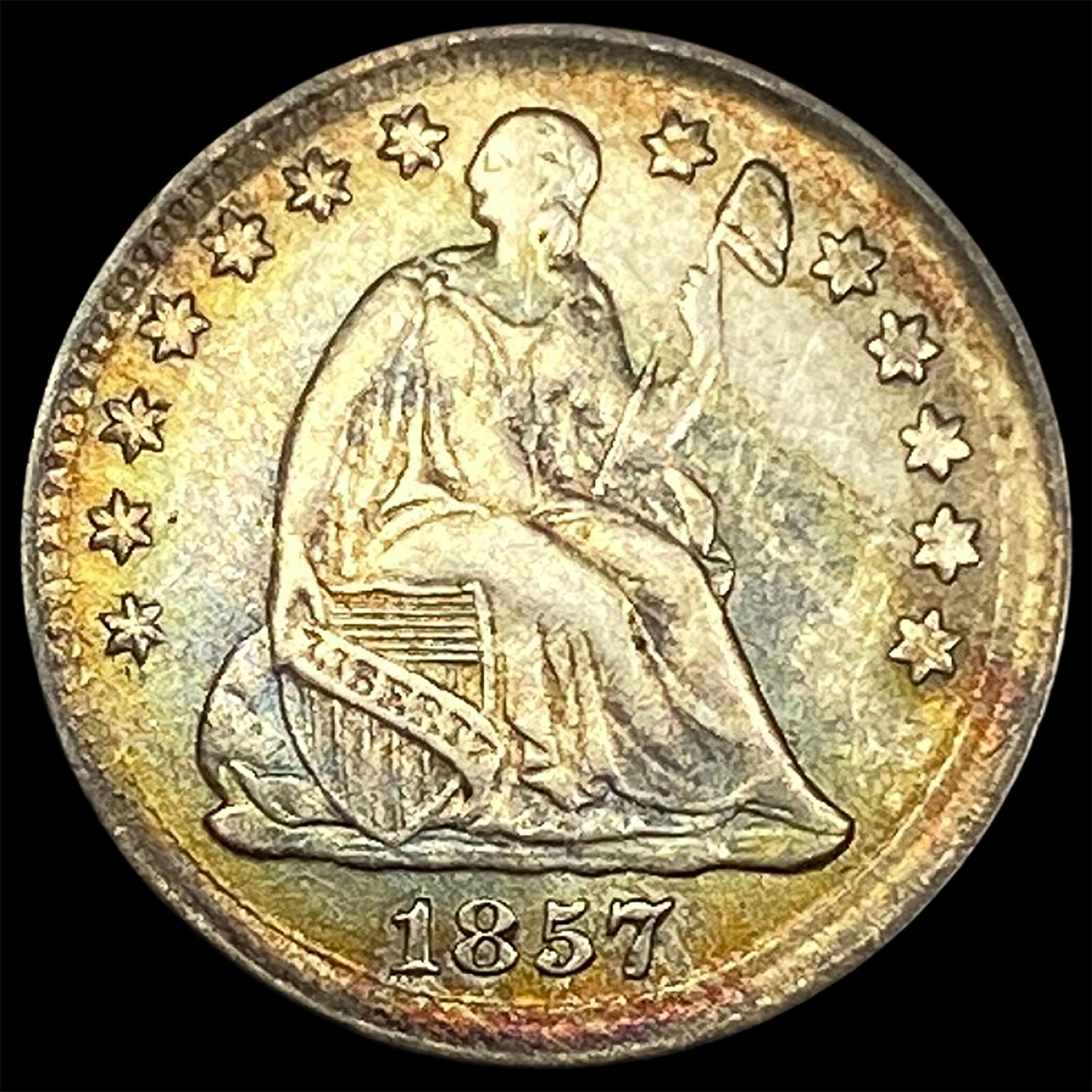 1857 Seated Liberty Half Dime CLOSELY  UNCIRCULATED (1 of 2)