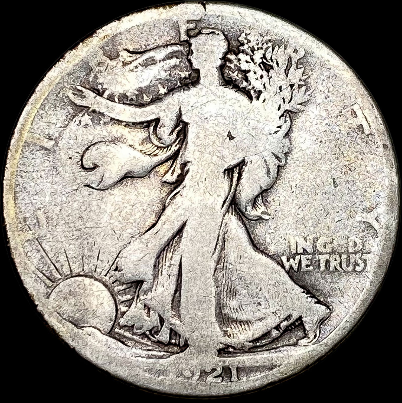 1921-S Walking Liberty Half Dollar NICELY  CIRCULATED (1 of 2)