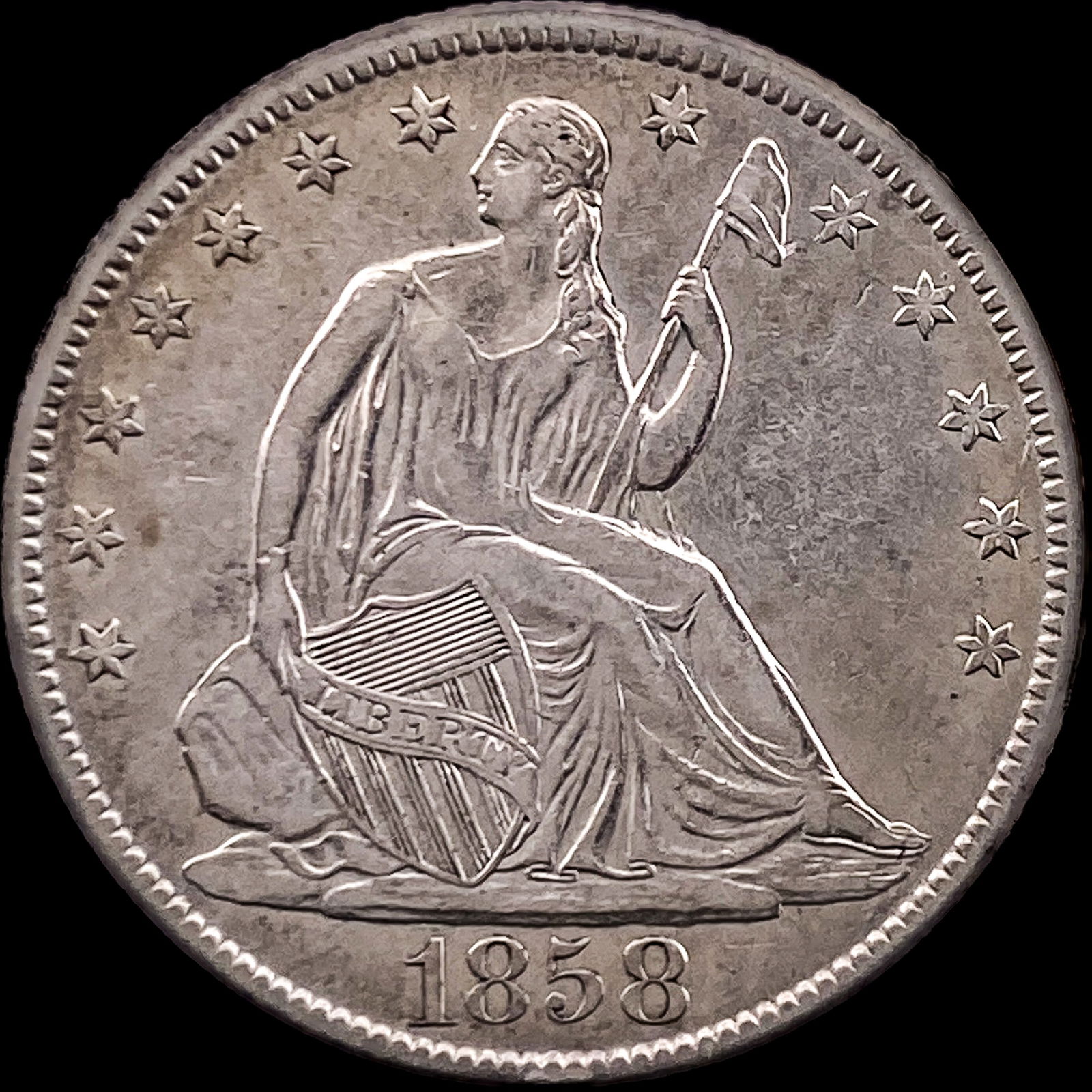 1858-O Seated Liberty Half Dollar CLOSELY  UNCIRCULATED (1 of 2)