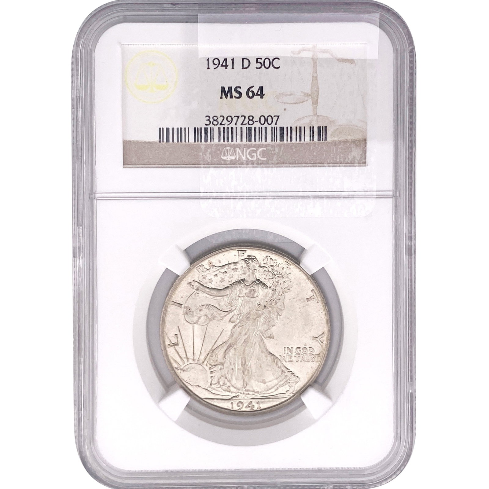 1941-D Walking Liberty Half Dollar NGC MS64: 1941-D Walking Liberty Half Dollar NGC MS64