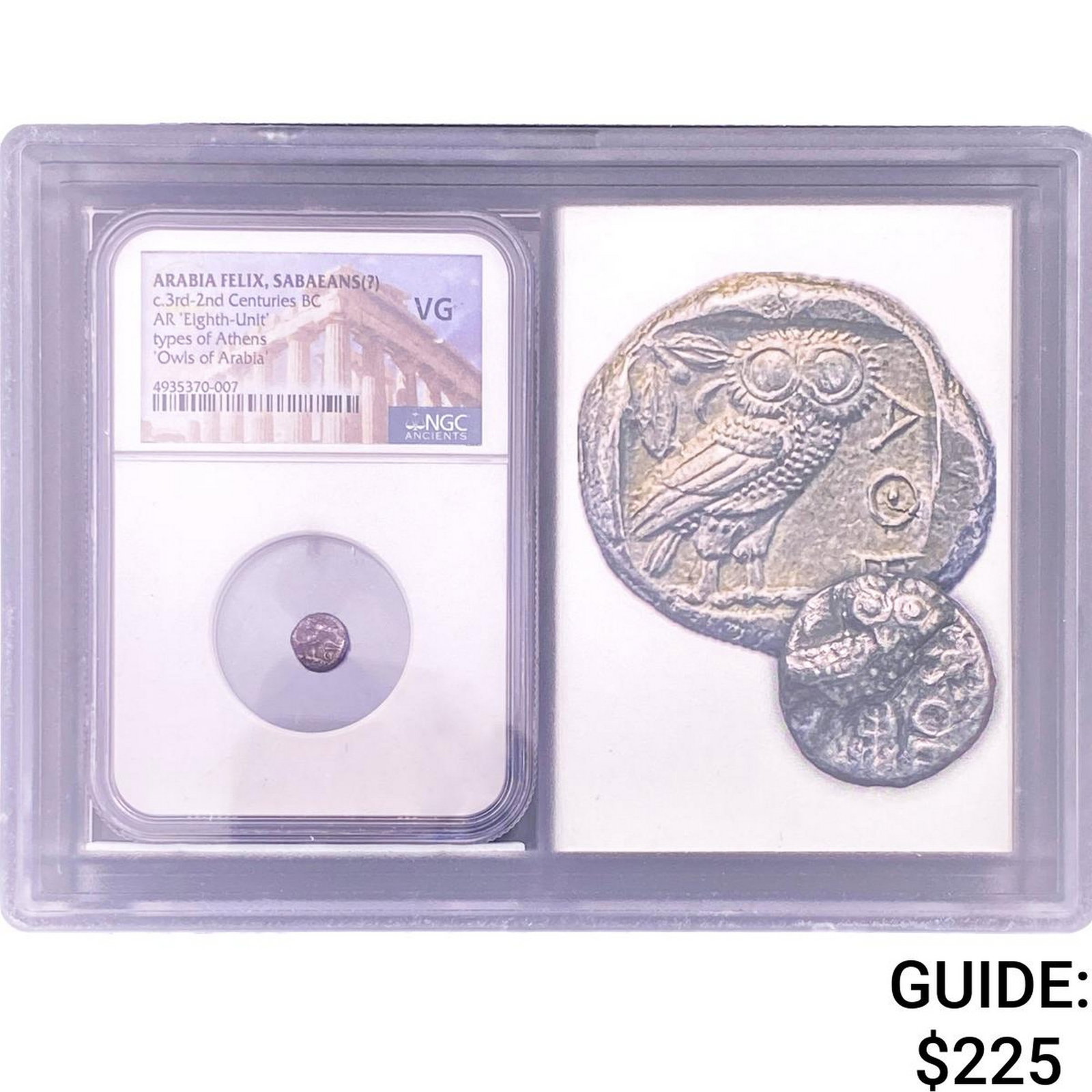 c.3rd-2nd BC Arabia Felix Sabaeans 'Eighth-Unit' Owl NGC VG: c.3rd-2nd BC Arabia Felix Sabaeans 'Eighth-Unit' Owl NGC VG