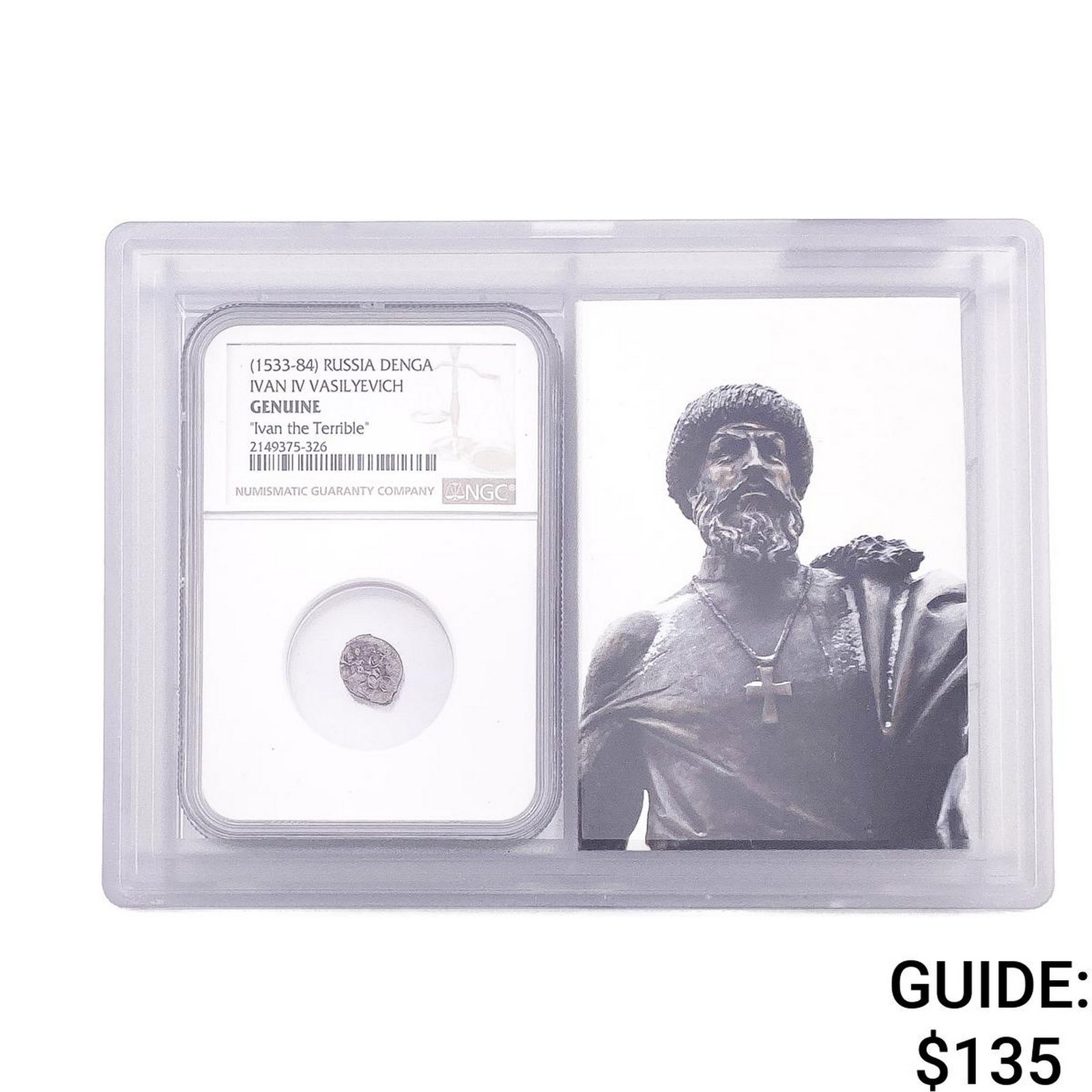 1533-84 Russia Denga Ivan IV Vasilyevich Terrible NGC Genuine: 1533-84 Russia Denga Ivan IV Vasilyevich Terrible NGC Genuine