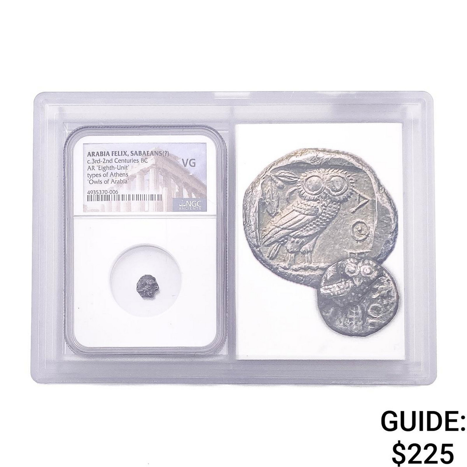 c.3rd-2nd BC Arabia Felix Sabaeans 'Eighth-Unit' Owl NGC VG: c.3rd-2nd BC Arabia Felix Sabaeans 'Eighth-Unit' Owl NGC VG