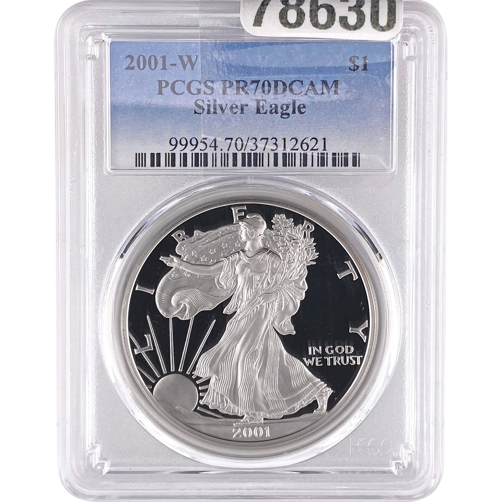 2001-W Silver Eagle PCGS PR70 DCAM: 2001-W Silver Eagle PCGS PR70 DCAM