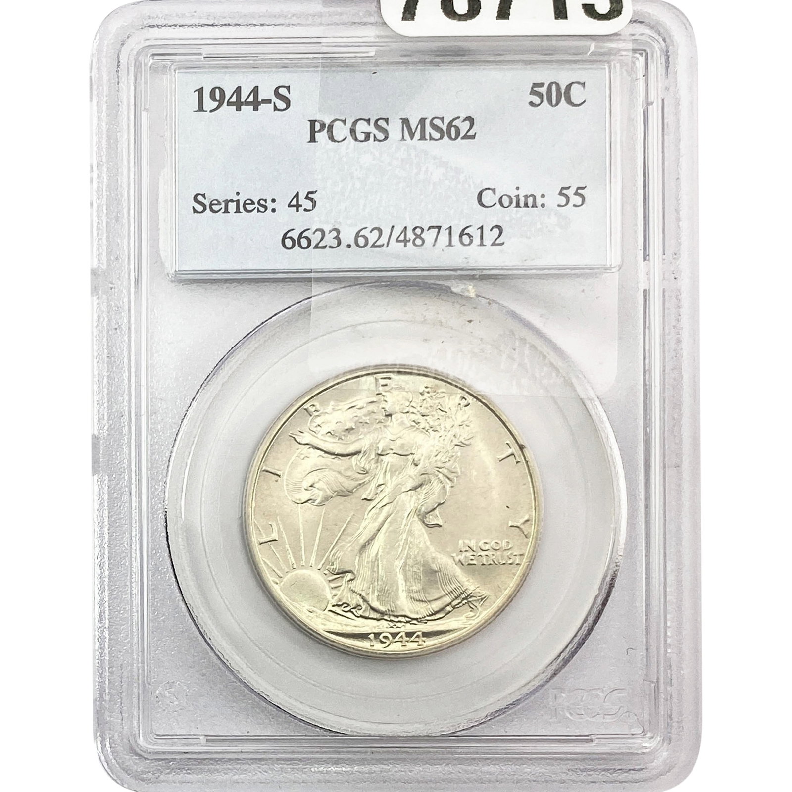 1944-S Walking Liberty Half Dollar PCGS MS62: 1944-S Walking Liberty Half Dollar PCGS MS62