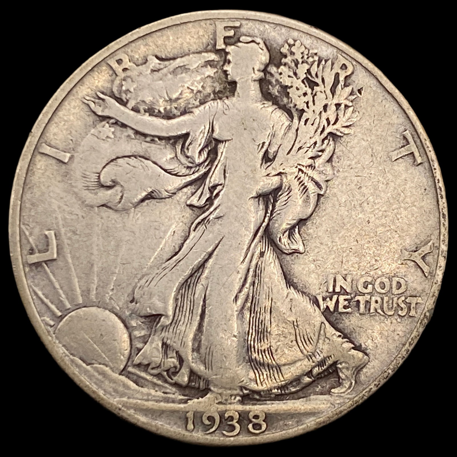 1938-D Walking Liberty Half Dollar NICELY CIRCULATED: 1938-D Walking Liberty Half Dollar NICELY CIRCULATED