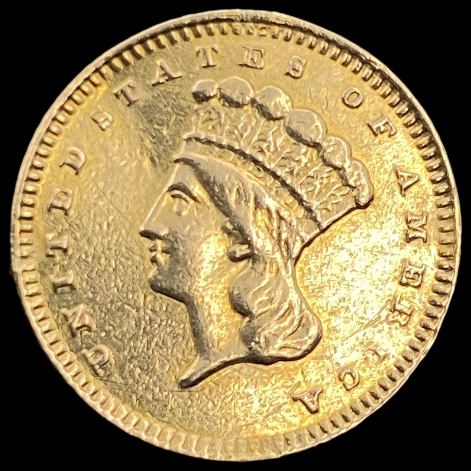 1860 Gold $1 Indian Head Type 3 HIGH GRADE: 1860 Gold $1 Indian Head Type 3 HIGH GRADE