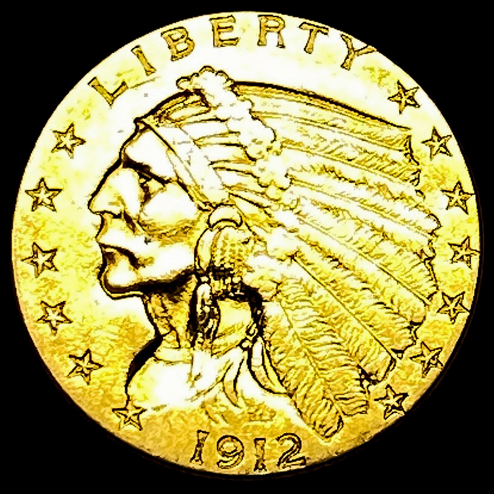 1912 Indian Head Gold $2.50 Quarter Eagle CHOICE AU: 1912 Indian Head Gold $2.50 Quarter Eagle CHOICE AU