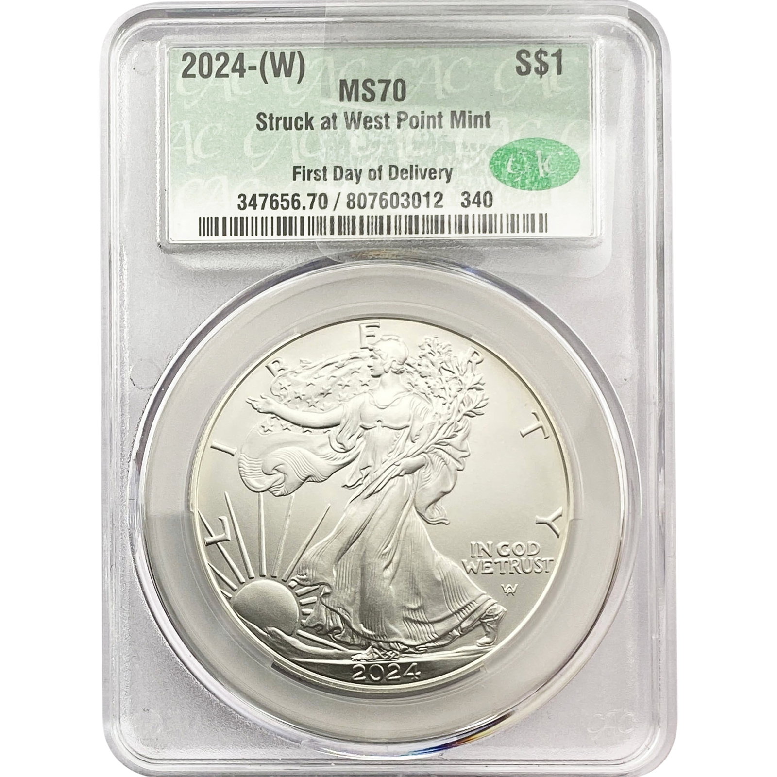 2024-W Silver Eagle CAC MS70: 2024-W Silver Eagle CAC MS70