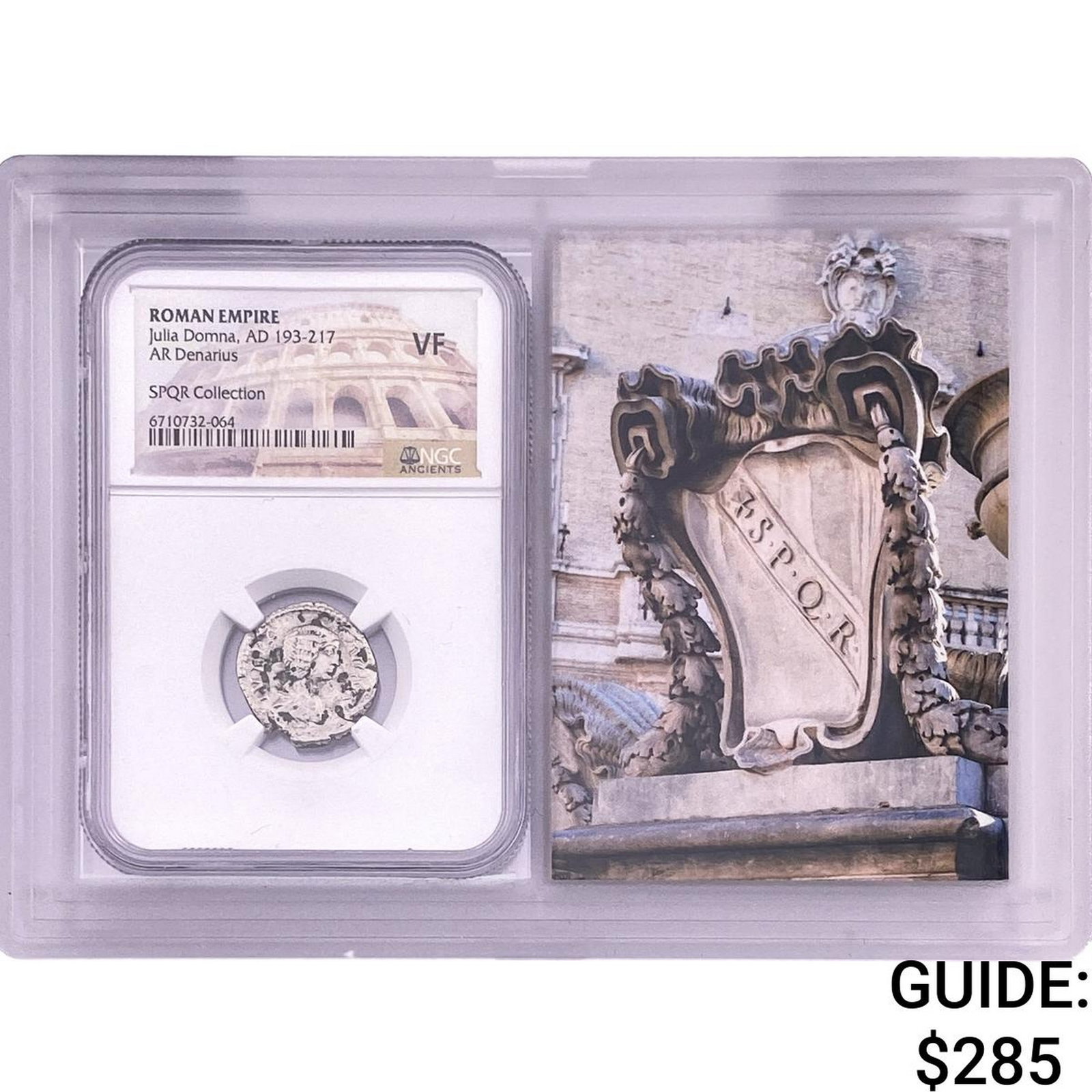 Roman Julia Domna AD 193-217 Silver Denarius NGC VF: Roman Julia Domna AD 193-217 Silver Denarius NGC VF
