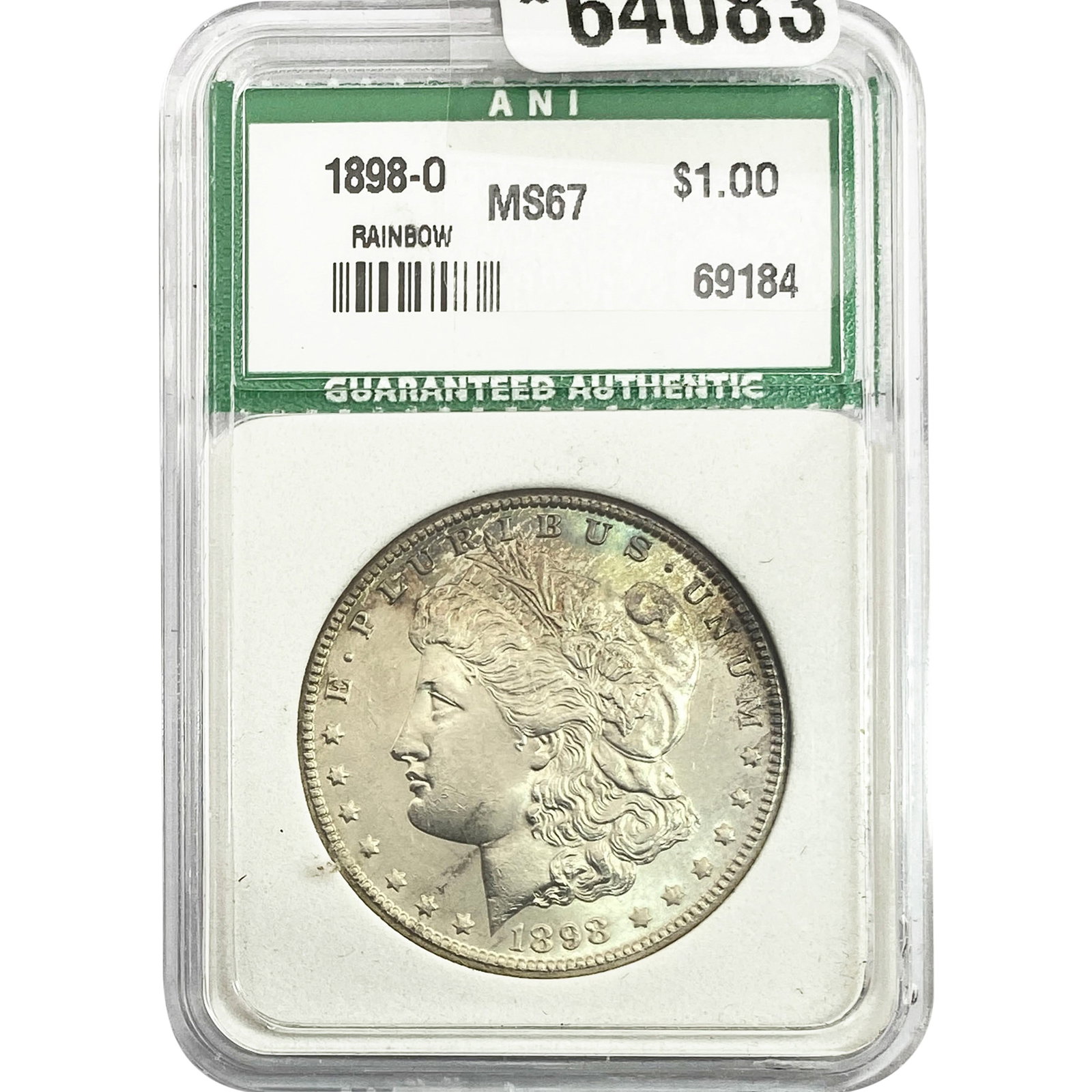 1898-O Morgan Silver Dollar ANI MS67 Rainbow: 1898-O Morgan Silver Dollar ANI MS67 Rainbow