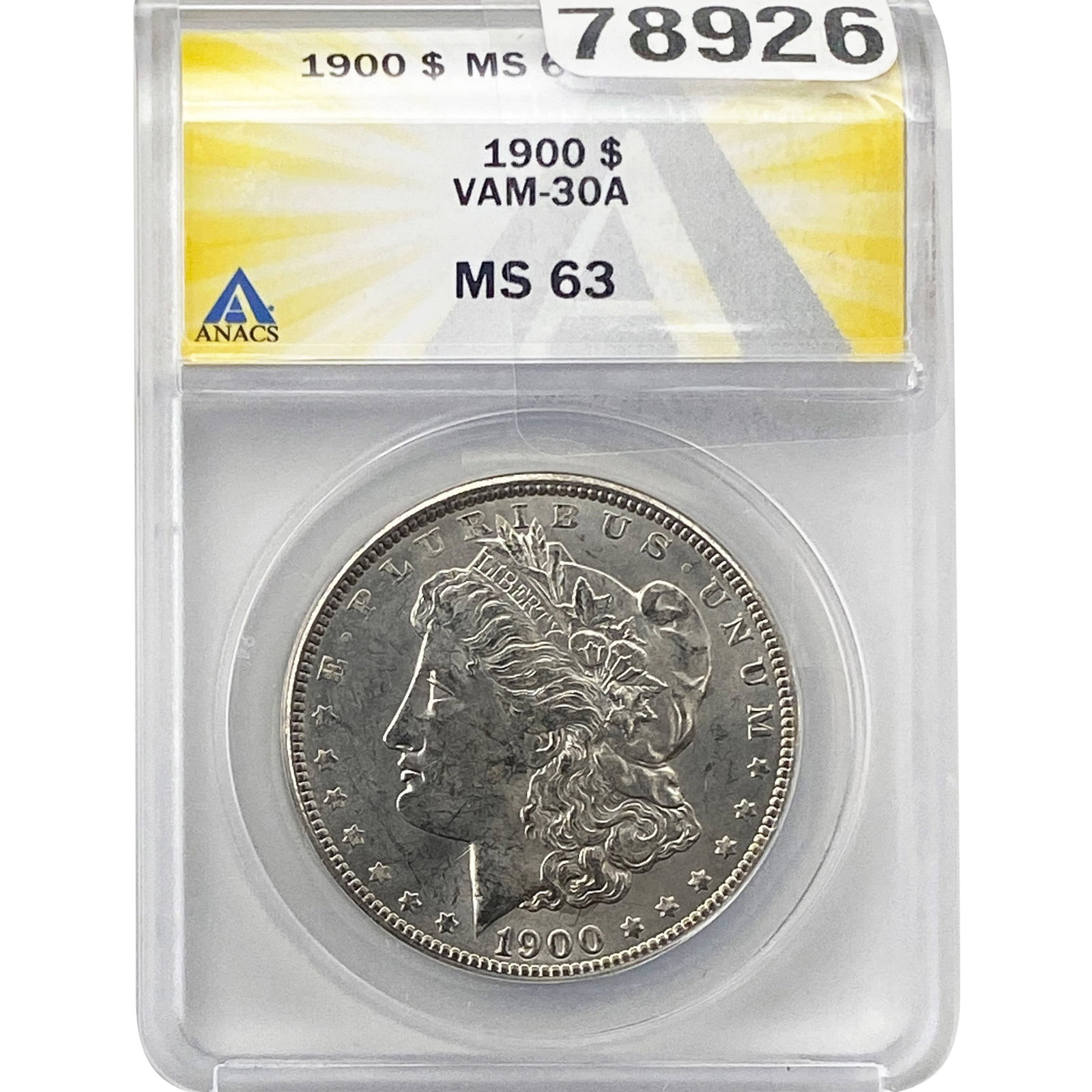 1900 Morgan Silver Dollar ANACS MS63: 1900 Morgan Silver Dollar ANACS MS63