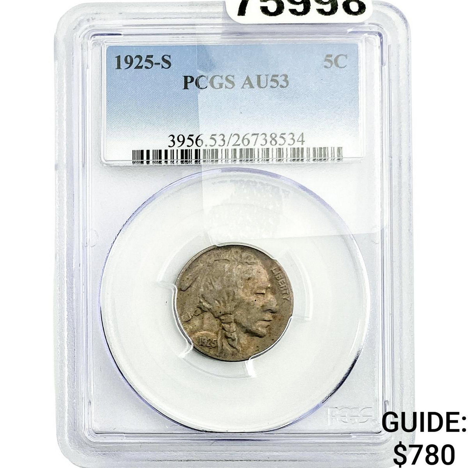 1925-S Buffalo Nickel PCGS AU53: 1925-S Buffalo Nickel PCGS AU53
