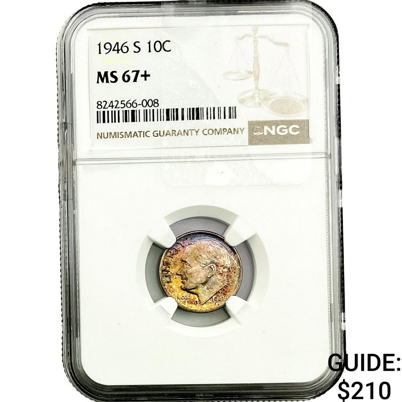1946-S Roosevelt Dime NGC MS67+: 1946-S Roosevelt Dime NGC MS67+