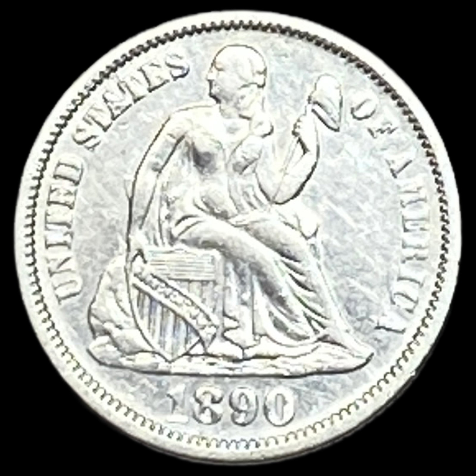 1890 Seated Liberty Dime NEARLY UNCIRCULATED: 1890 Seated Liberty Dime NEARLY UNCIRCULATED