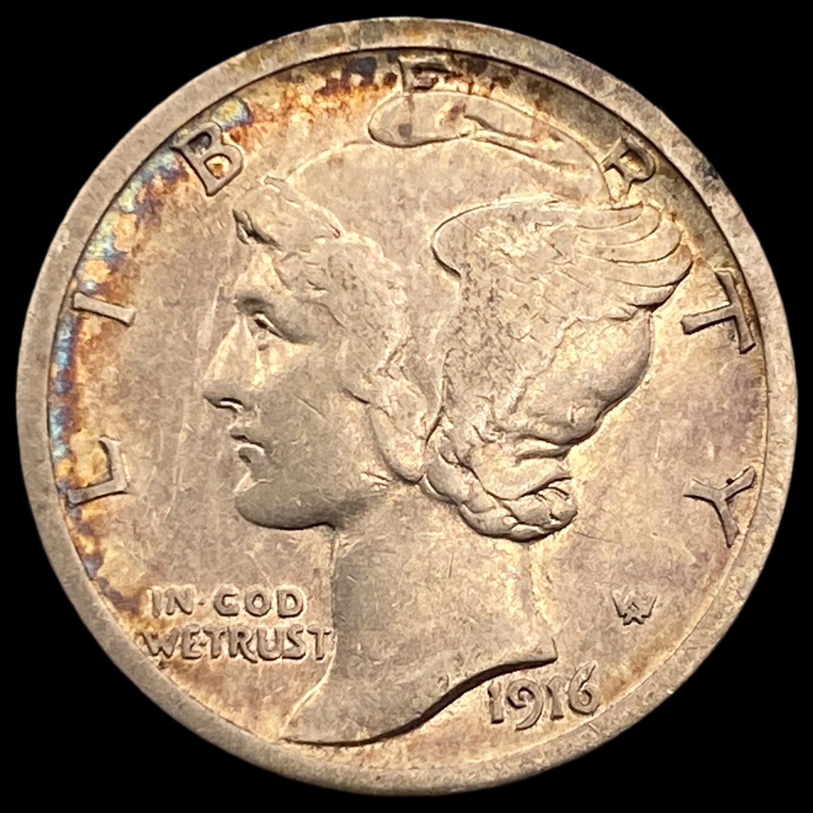 1916-S Mercury Dime ABOUT UNCIRCULATED: 1916-S Mercury Dime ABOUT UNCIRCULATED