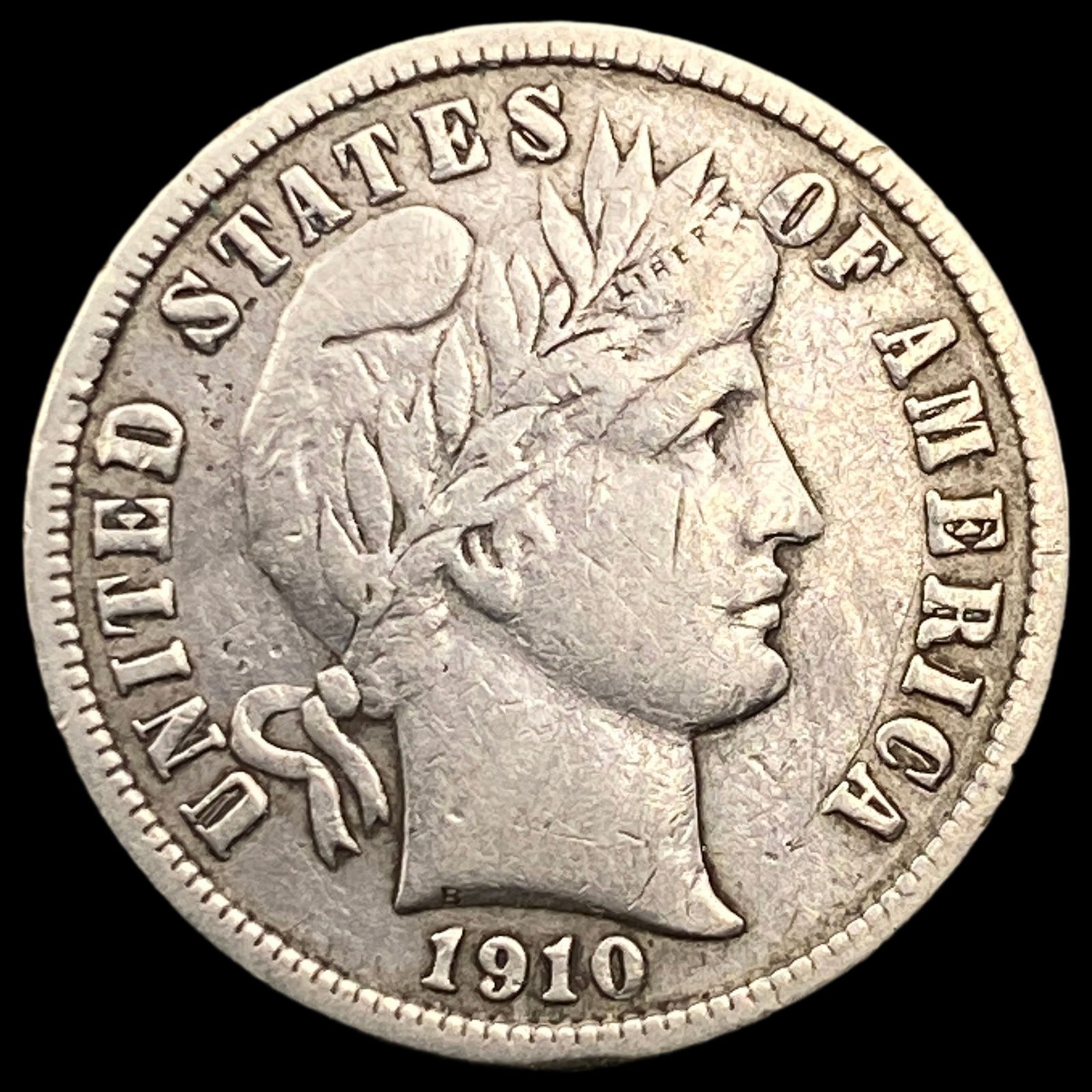 1910-S Silver Barber Dime NEARLY UNCIRCULATED (1 of 2)