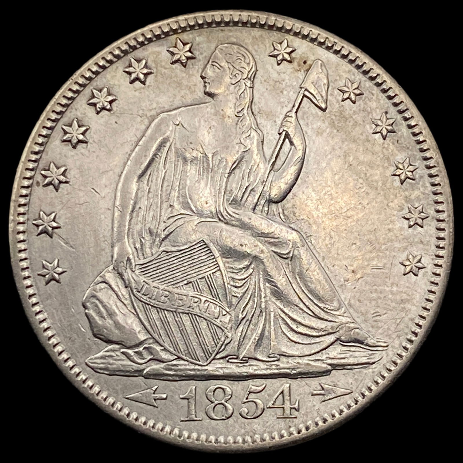 1854 Arrows Seated Liberty Half Dollar ABOUT  UNCIRCULATED (1 of 2)