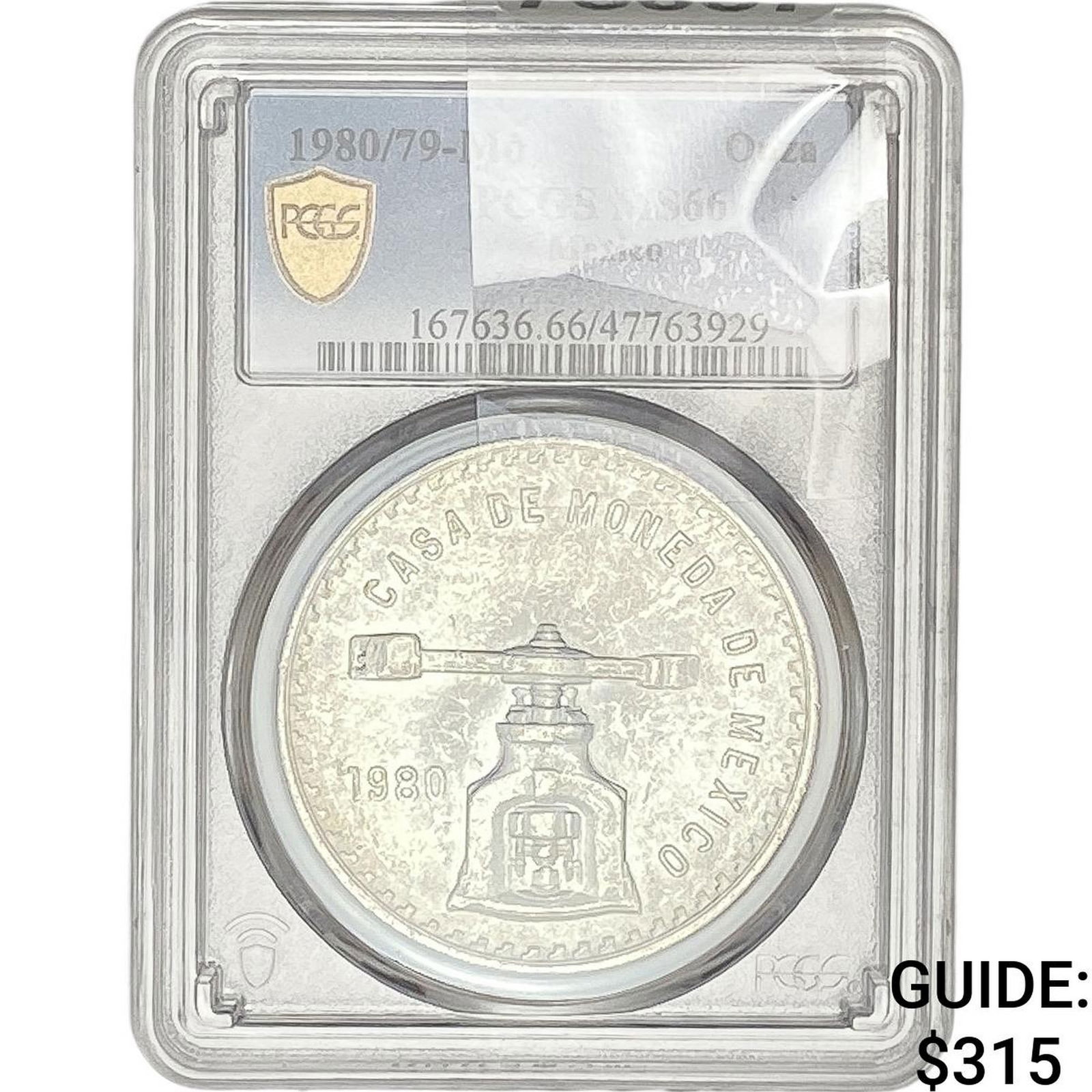 1980/79-Mo Una Onza Troy De Plata Pura Mexico PCGS MS66 (1 of 2)