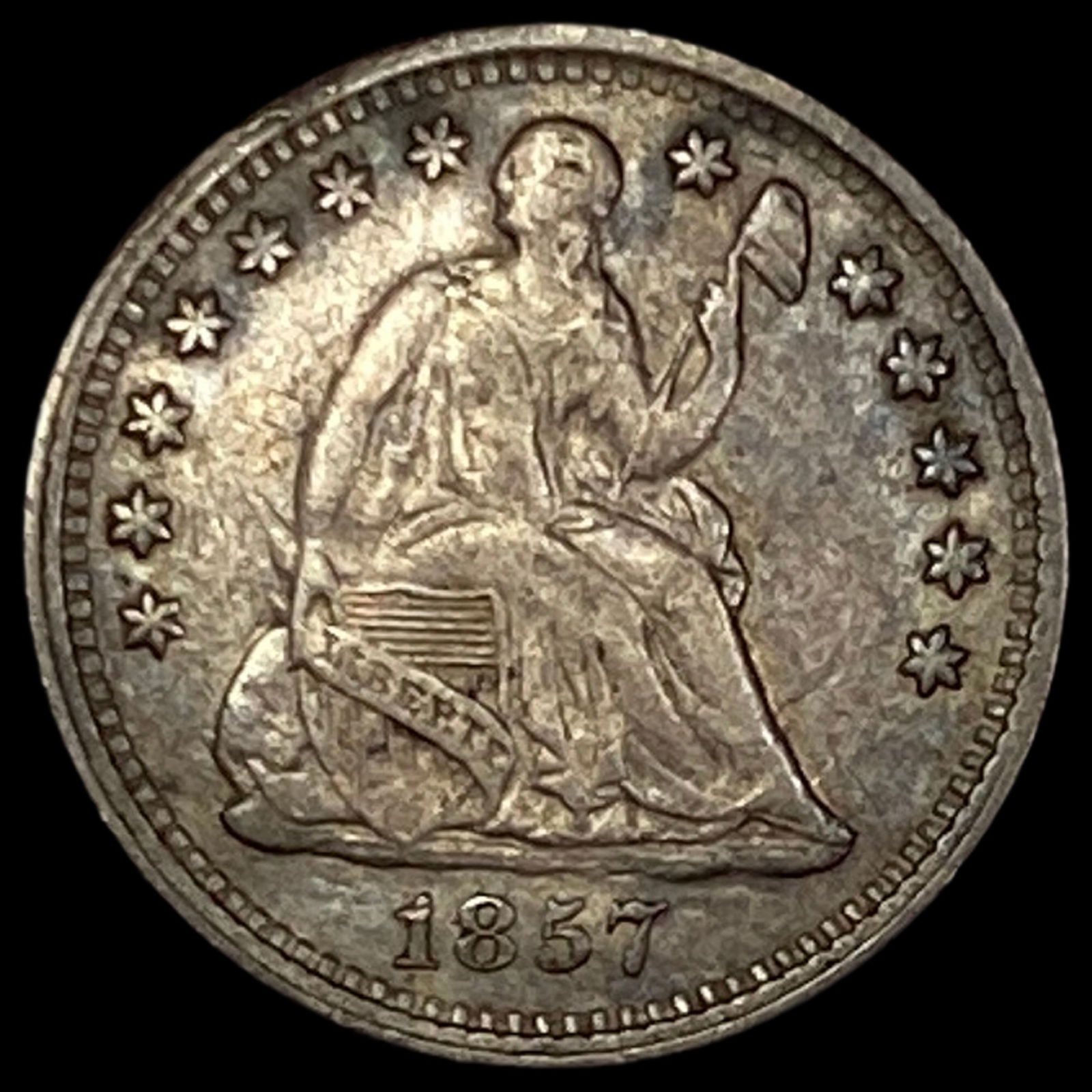 1857 Seated Liberty Half Dime NEARLY  UNCIRCULATED (1 of 2)