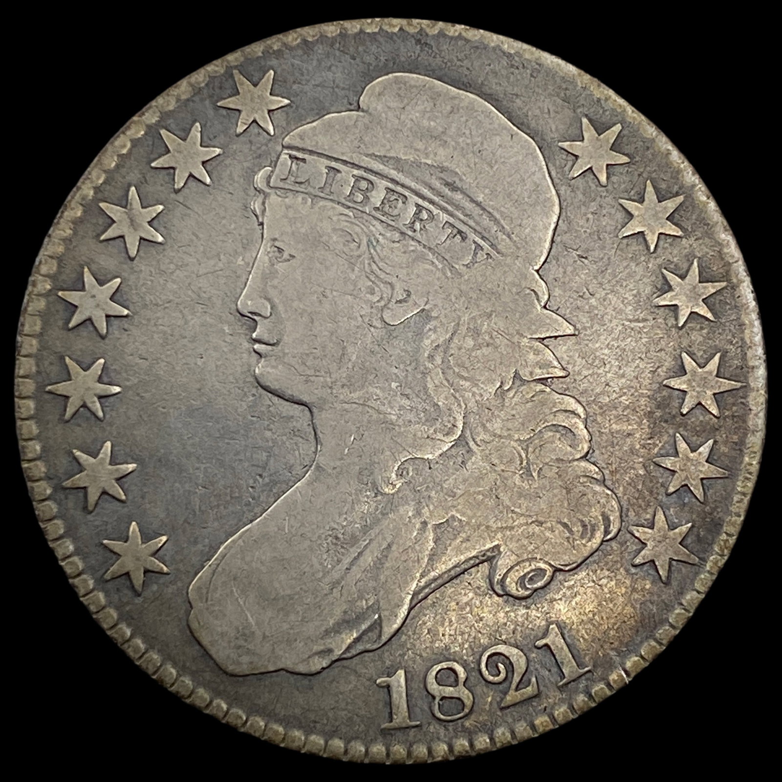 1821 Capped Bust Half Dollar NICELY CIRCULATED: 1821 Capped Bust Half Dollar NICELY CIRCULATED