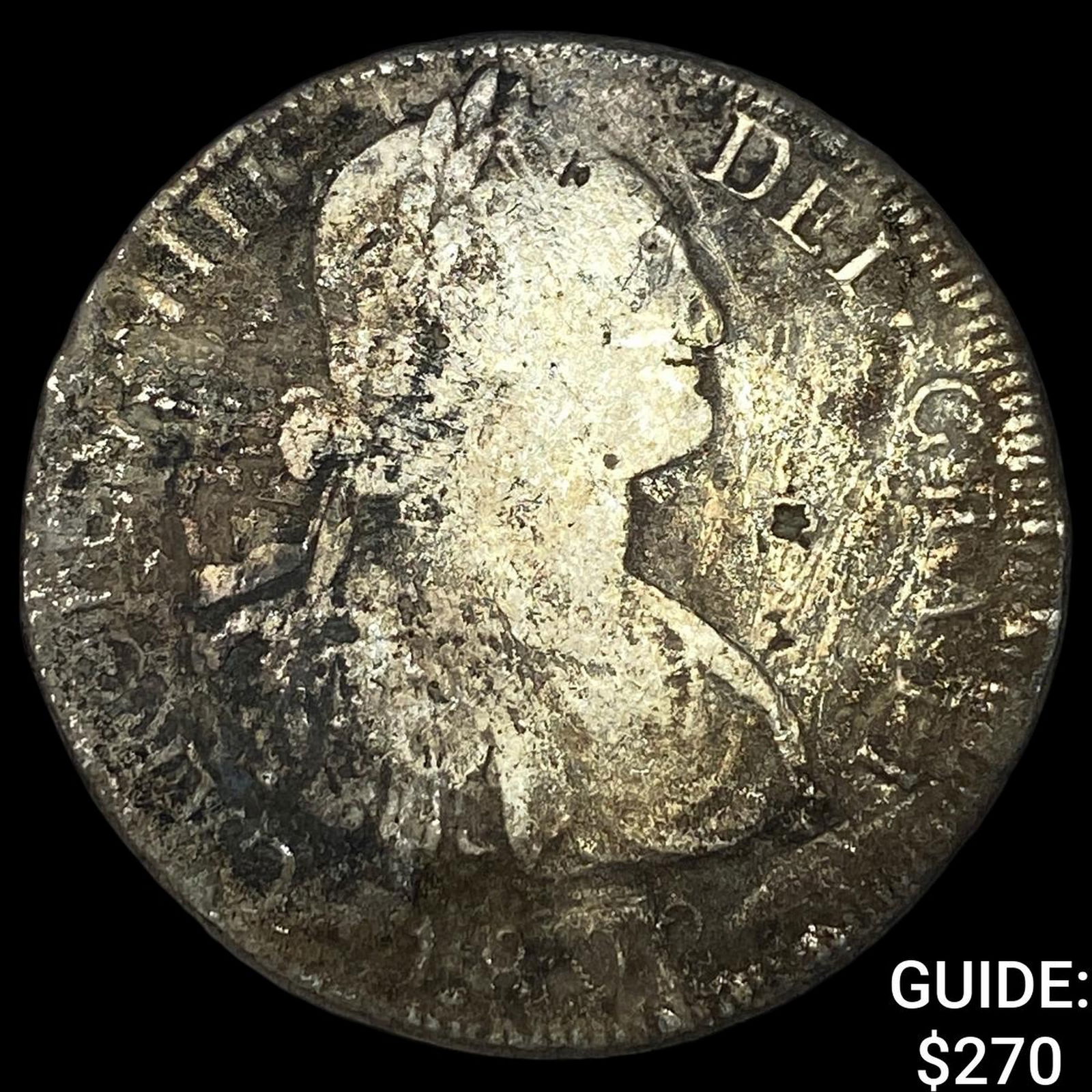 1800s Mexico SIlver 8 Reales Shipwreck Effect NEARLY UNCIRCULATED (1 of 2)