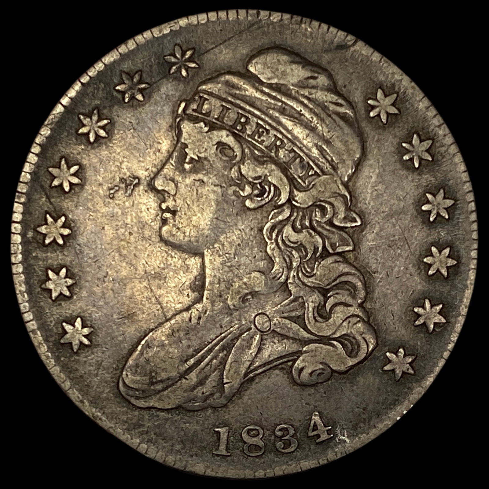 1834 Capped Bust Half Dollar ABOUT UNCIRCULATED: 1834 Capped Bust Half Dollar ABOUT UNCIRCULATED