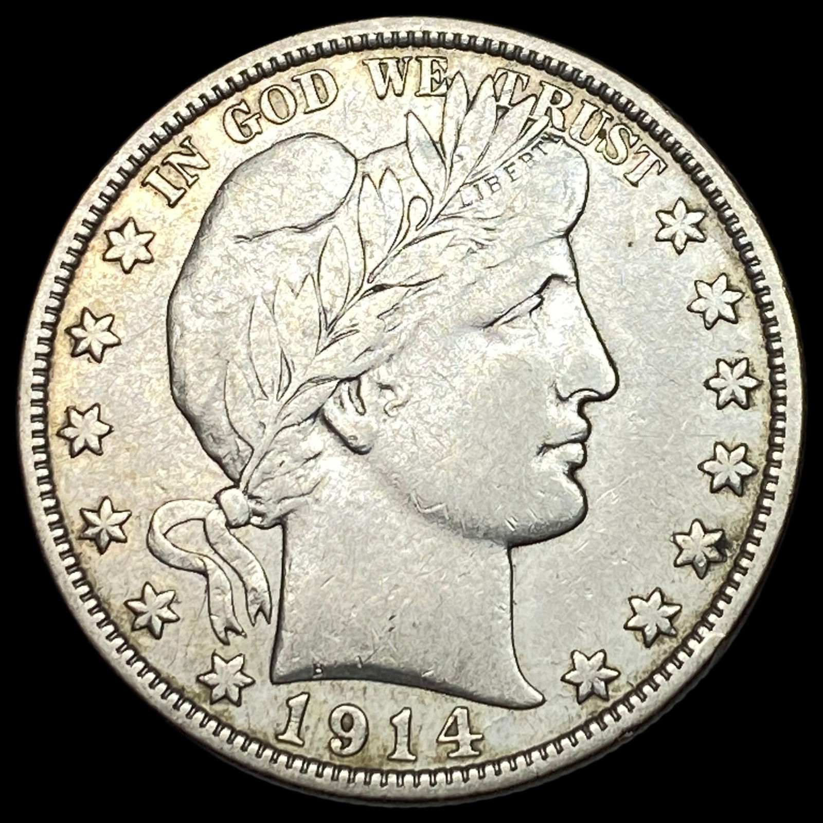 1914-S Silver Barber Half Dollar LIGHTLY  CIRCULATED (1 of 2)