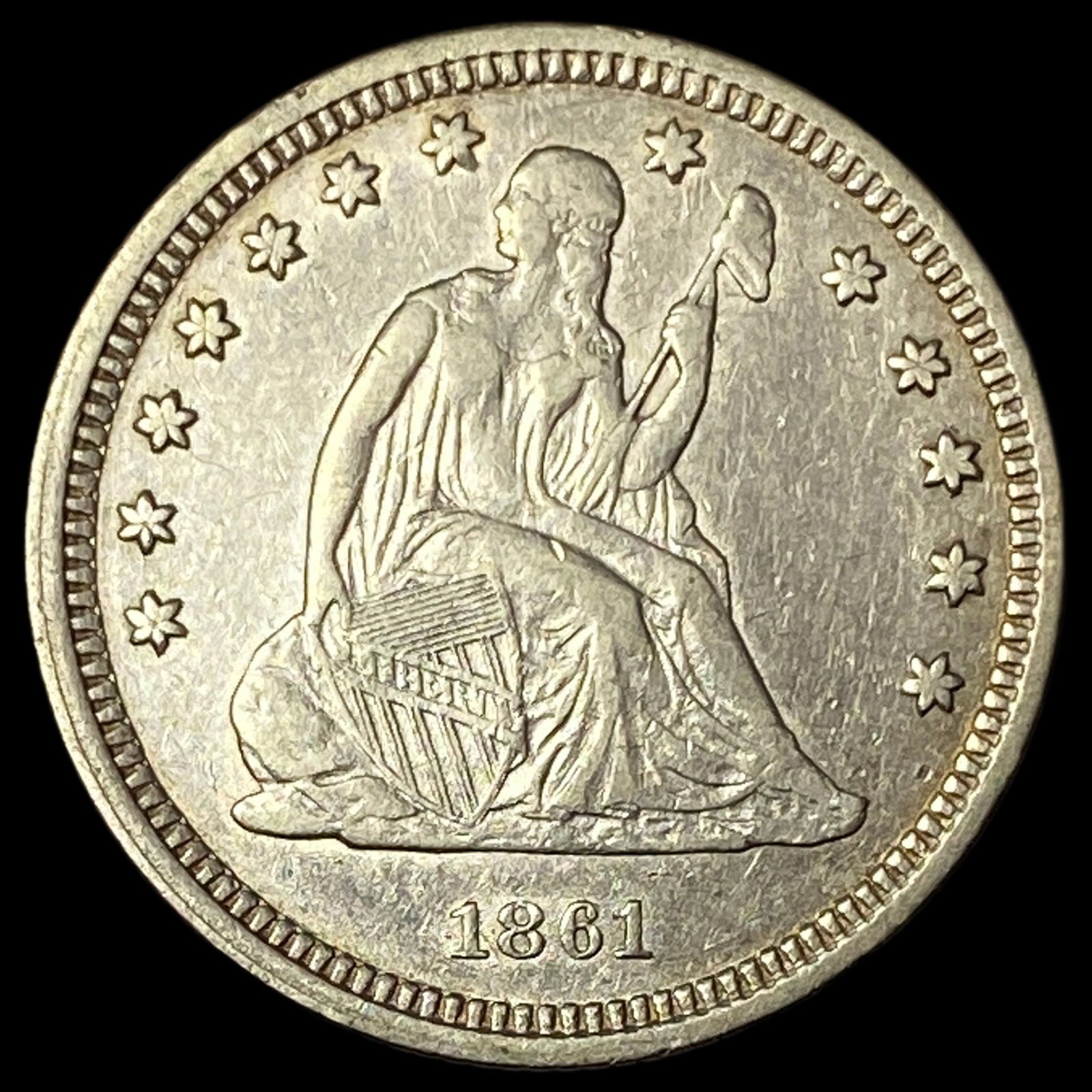 1861 Seated Liberty Quarter HIGH GRADE (1 of 2)