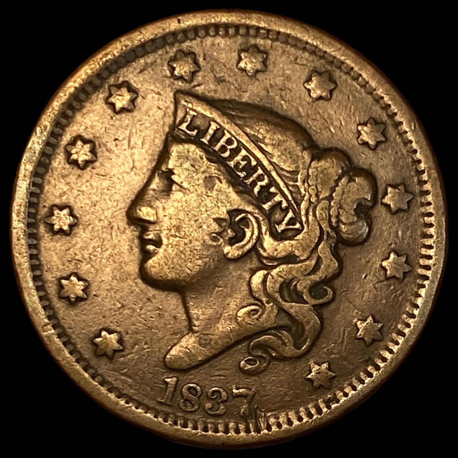 1837 Braided Hair Large Cent ABOUT UNCIRCULATED (1 of 2)