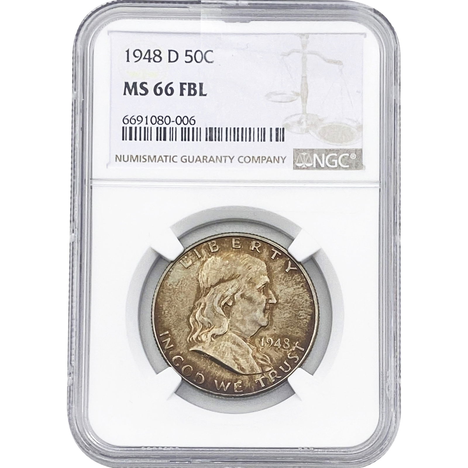 1948 Franklin Half Dollar NGC MS66 FBL (1 of 2)