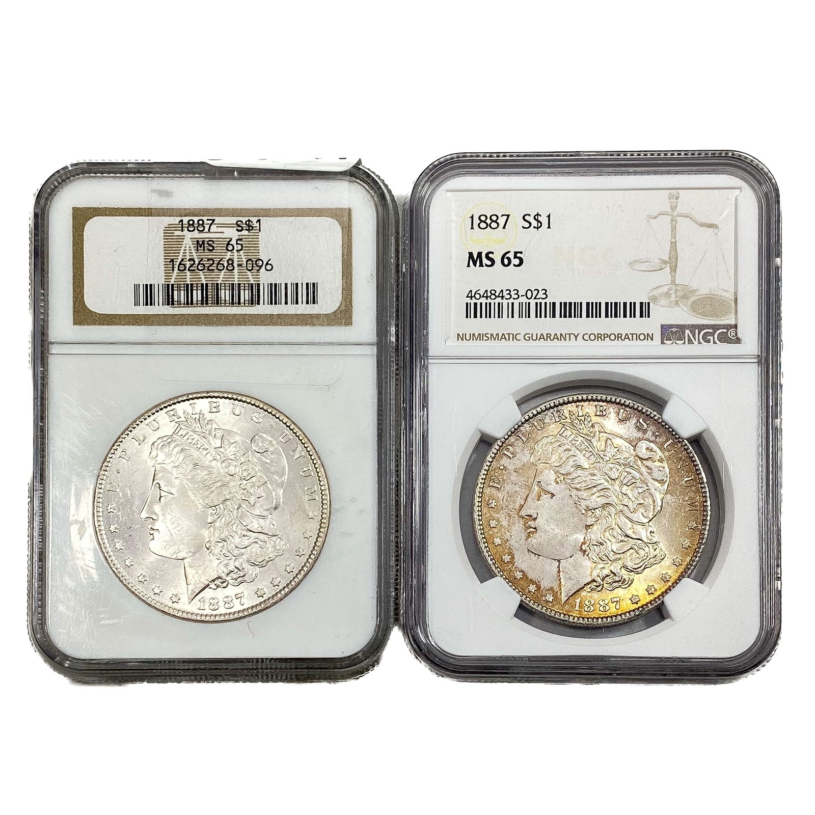 [2 Coins] 1887 Morgan Silver Dollar NGC MS65 (1 of 2)
