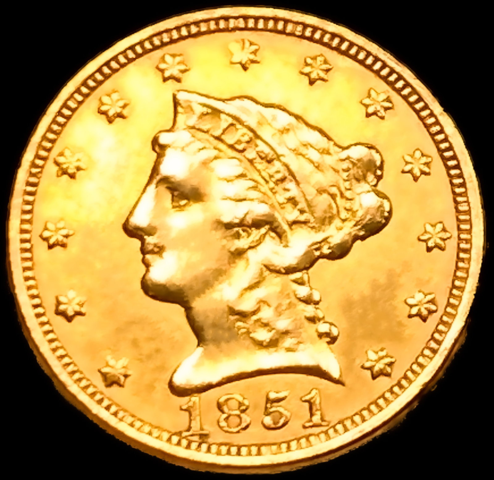 1851 $2.50 Gold Quarter Eagle CHOICE AU: 1851 $2.50 Gold Quarter Eagle CHOICE AU