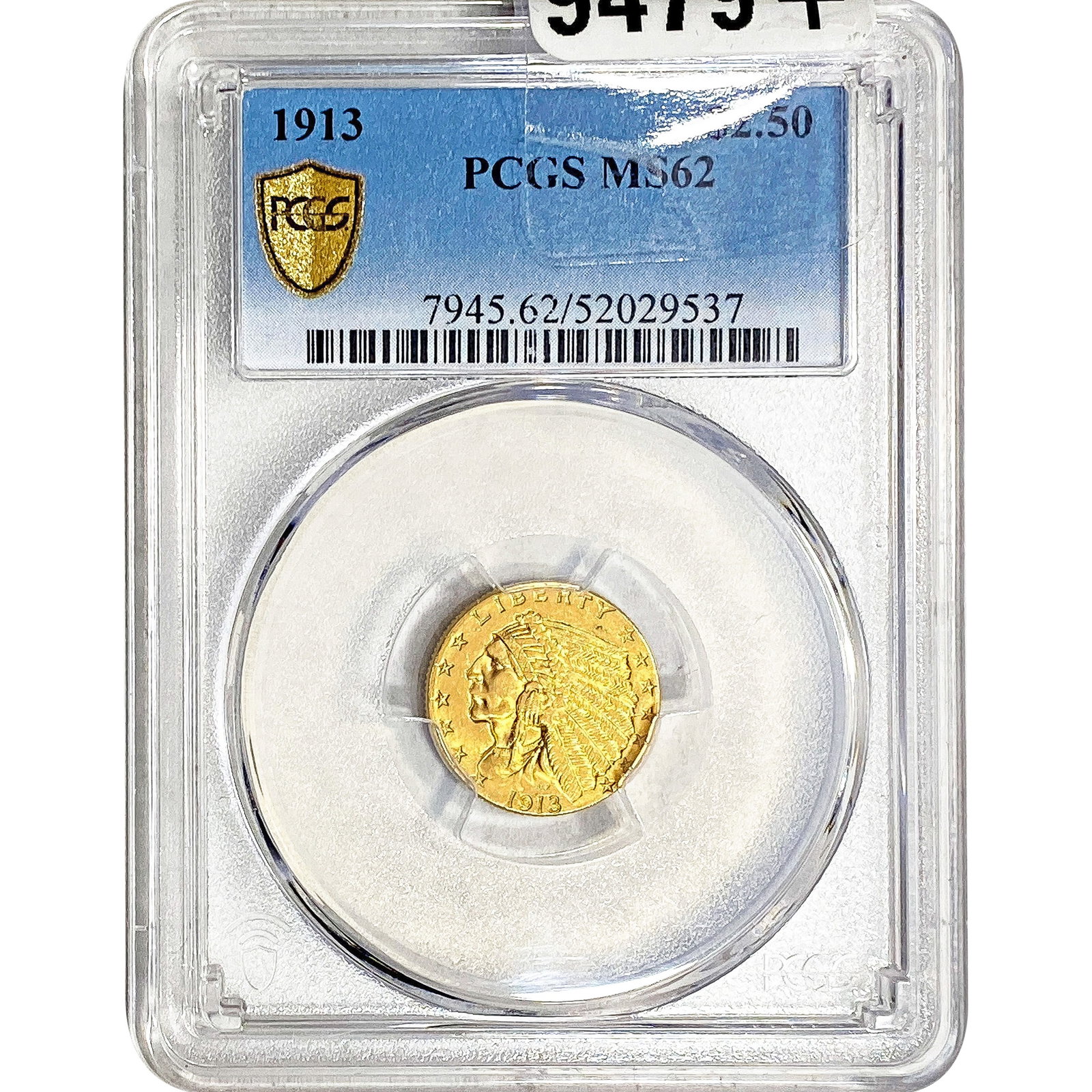 1913 $2.50 Gold Quarter Eagle PCGS MS62: 1913 $2.50 Gold Quarter Eagle PCGS MS62