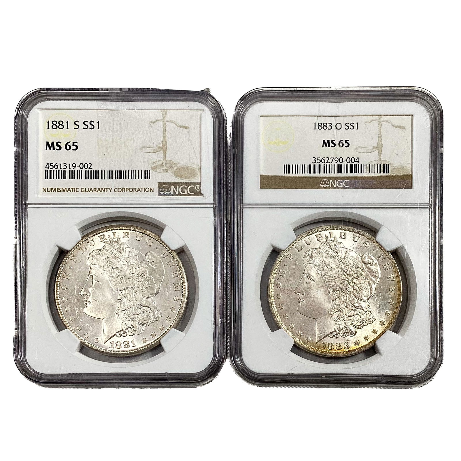 [2 Coins] 1881-1883 Morgan Silver Dollar NGC MS65 (1 of 2)