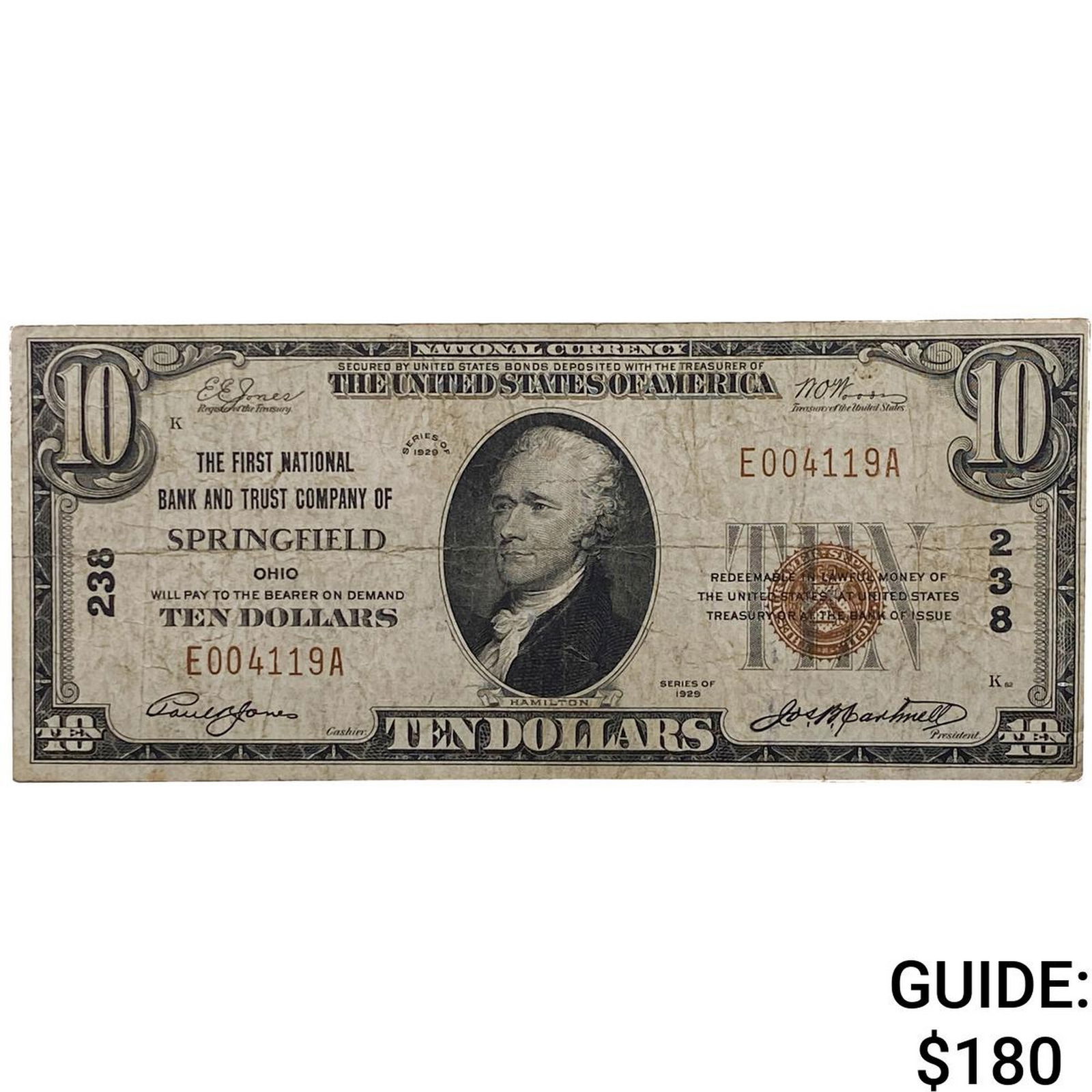 1929 $10 U.S. National Currency TY 1 7 (1 of 2)