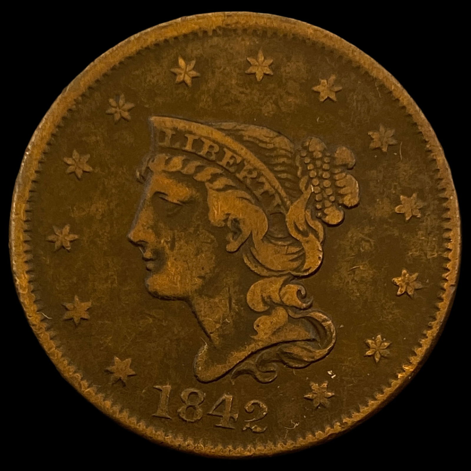 1842 Braided Hair Large Cent ABOUT  UNCIRCULATED (1 of 2)