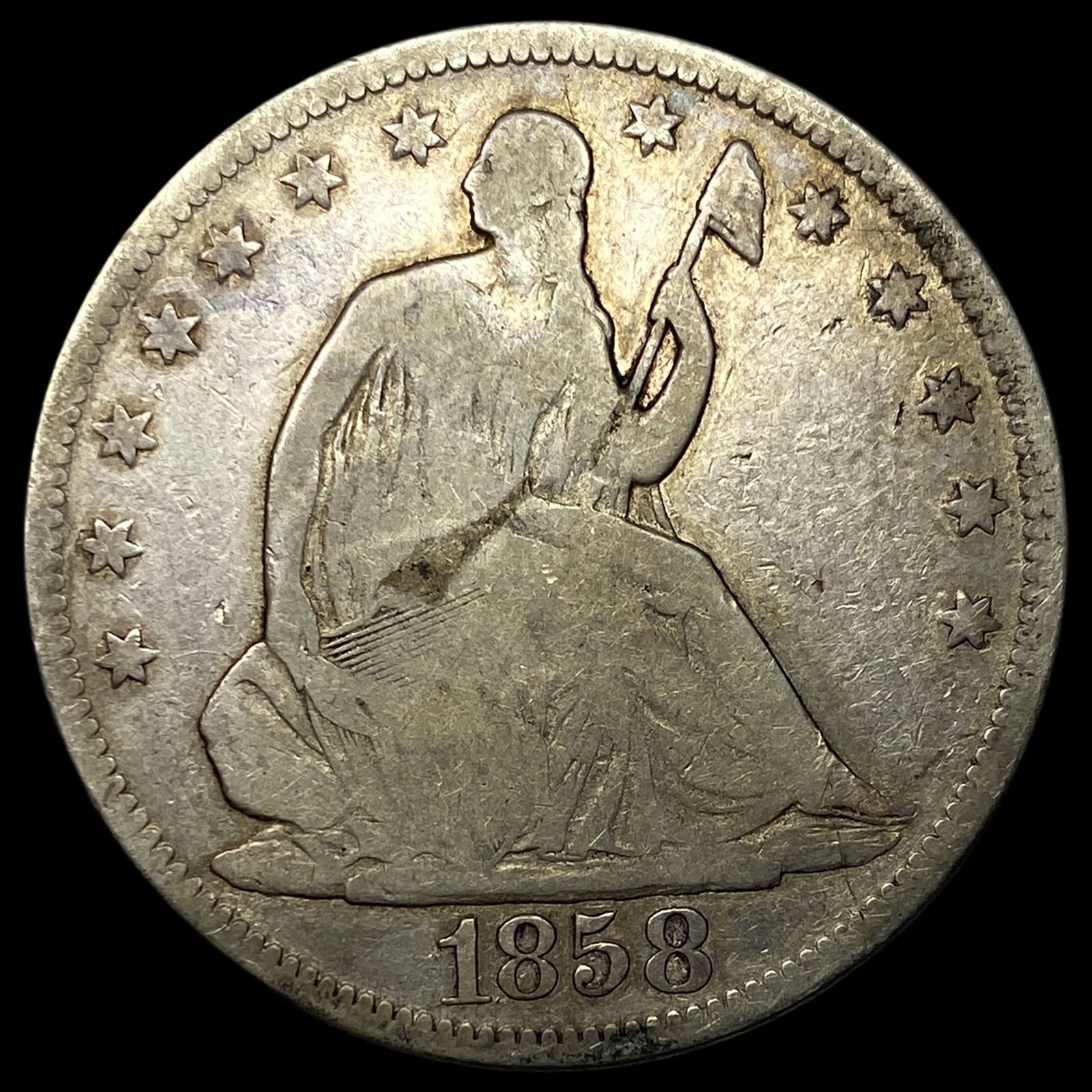 1858 Seated Liberty Half Dollar NICELY CIRCULATED (1 of 2)