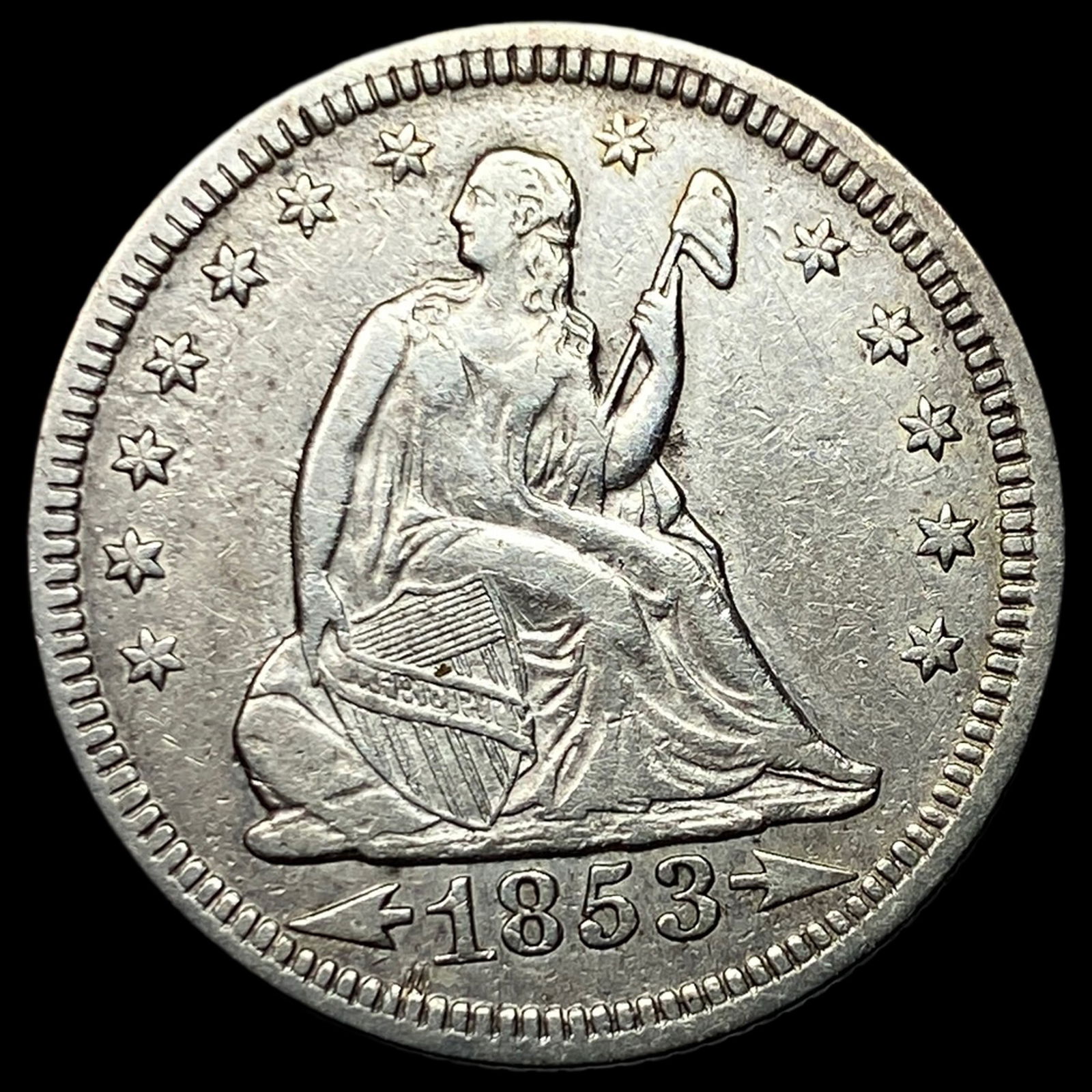 1853 Arrows Seated Liberty Quarter CLOSELY  UNCIRCULATED (1 of 2)