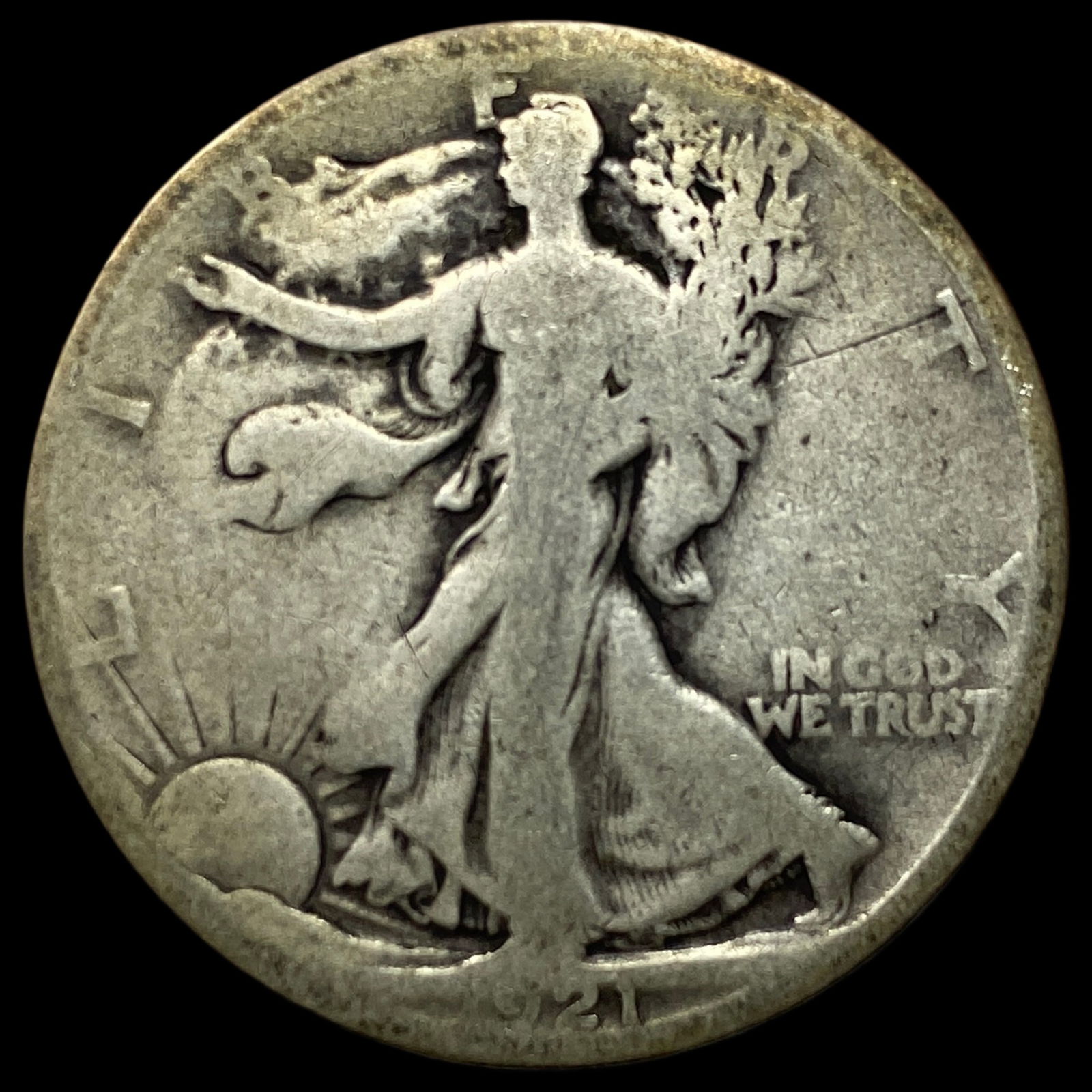 1921-S Silver Walking Liberty Half Dollar  NICELY CIRCULATED (1 of 2)